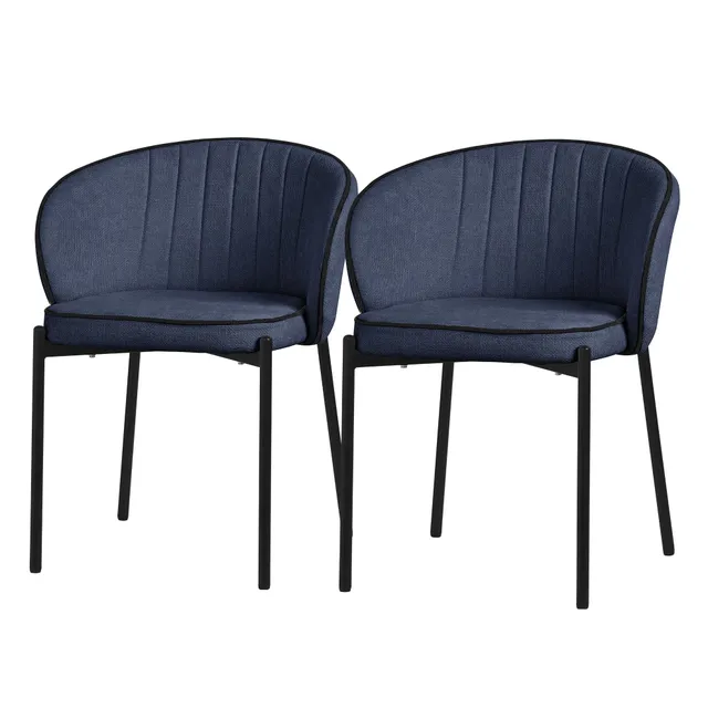 ML-Design 2 chaises salle à manger bleu foncé tissu 120 kg