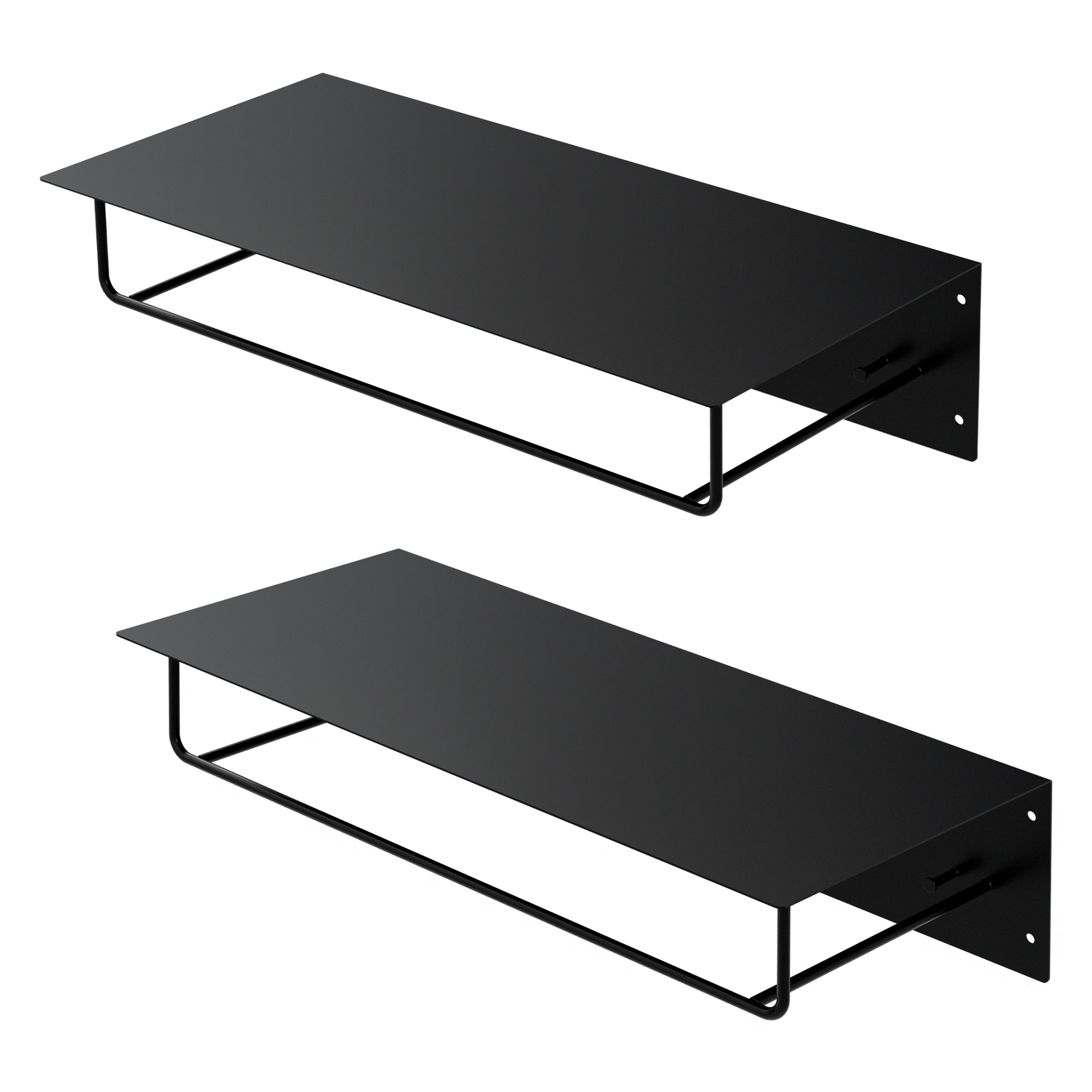ECD Germany Möbel portemanteau mural noir métal avec étagère 60 cm