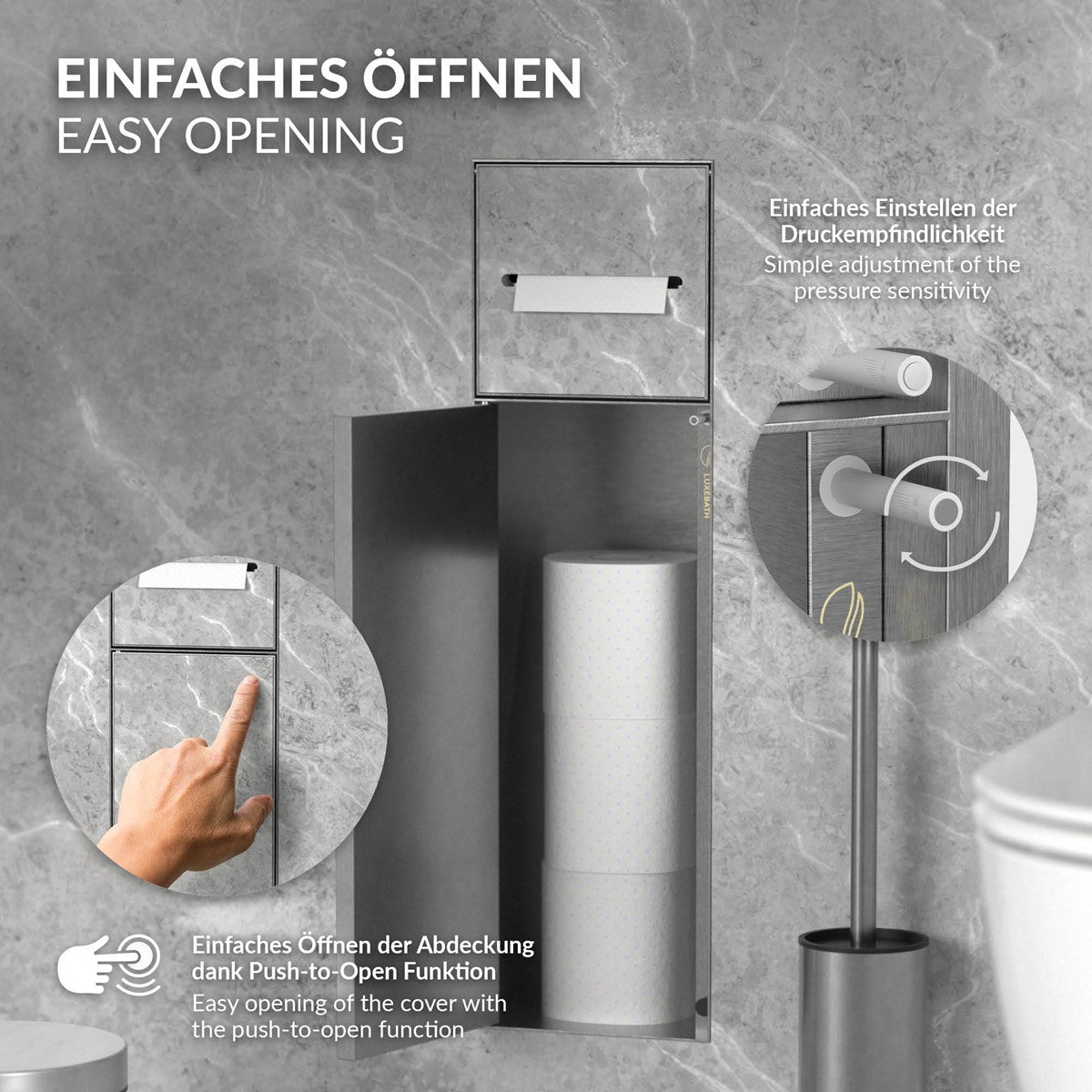 LuxeBath Sanitär niche murale WC 60x20 cm inox noir carrelable
