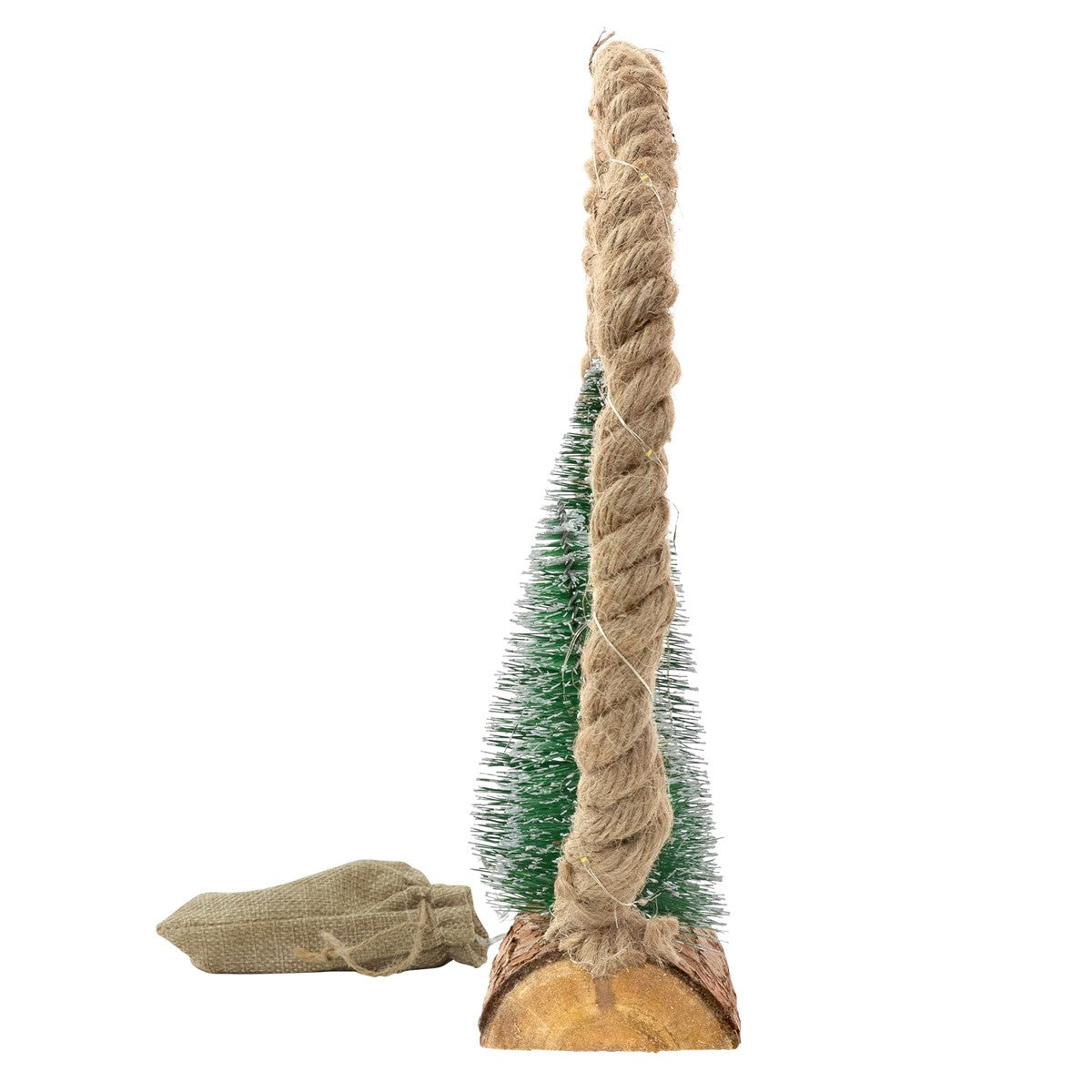 ECD Germany Haus Déco Noël Cercle Jute LED Blanc Chaud 30 cm