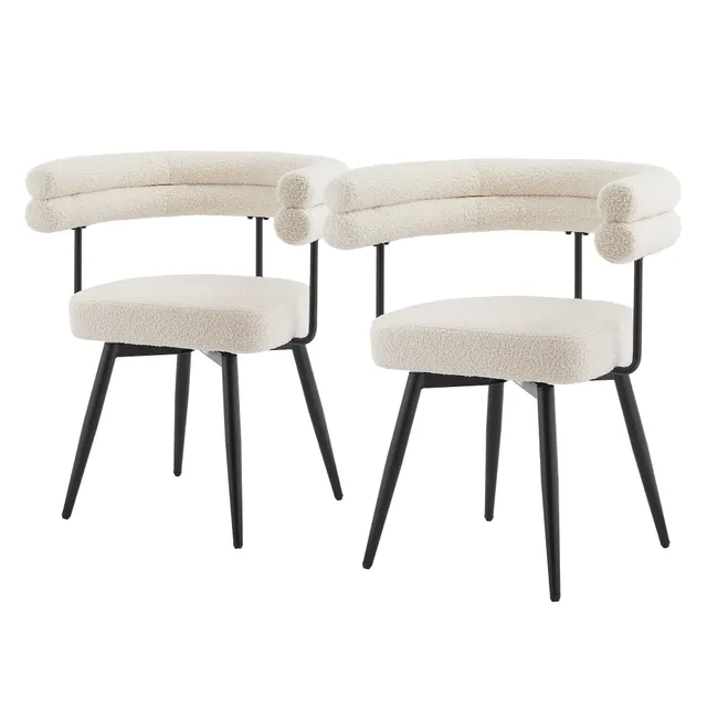 ECD Germany Möbel ML-Design chaise bouclé bleu lot de 2
