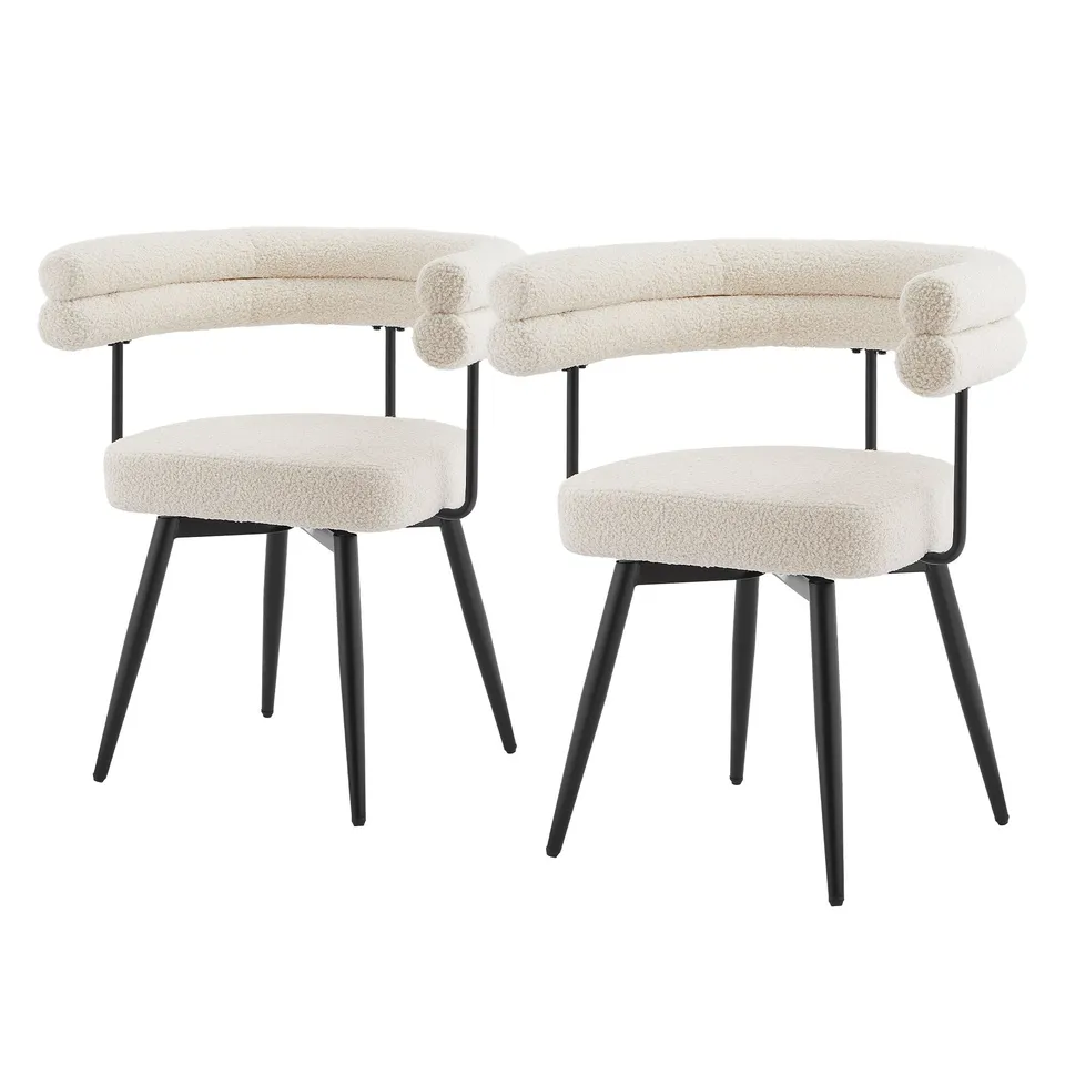 ECD Germany Möbel ML-Design chaise bouclé bleu lot de 2