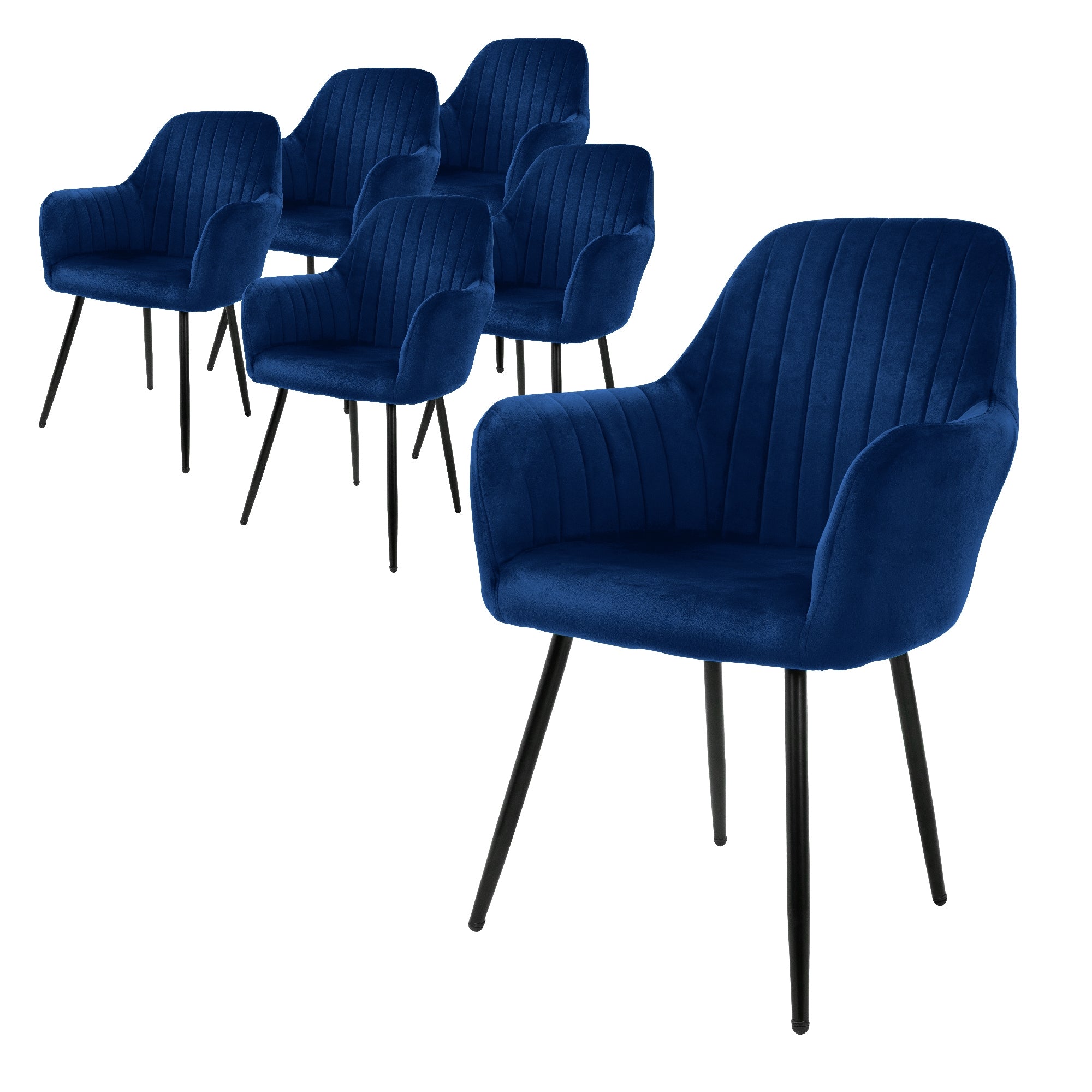ECD Germany Möbel Chaise Salle à Manger Velours Anthracite Lot 2
