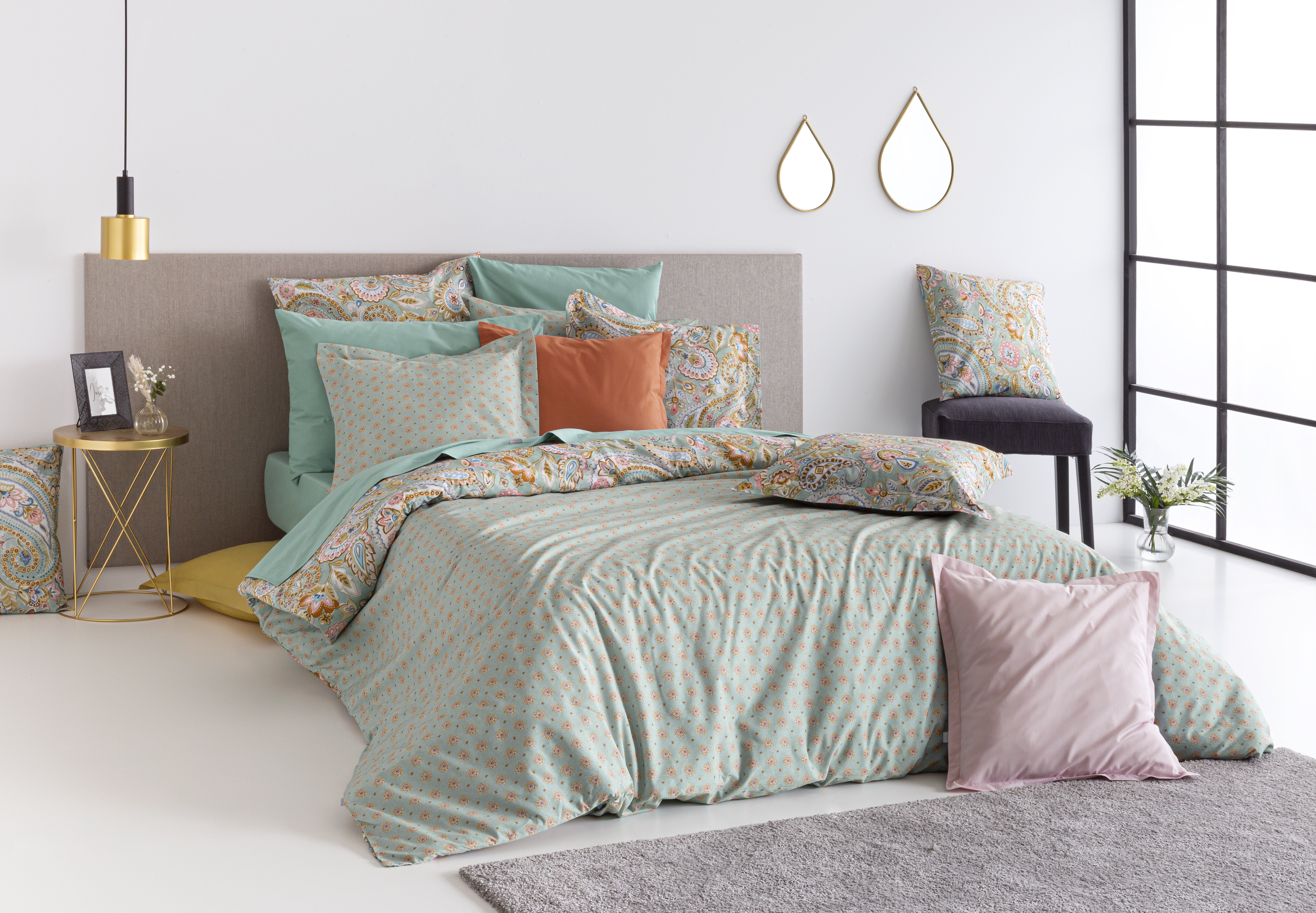 Stokomani Maison Parure housse couette 240x220 coton vert