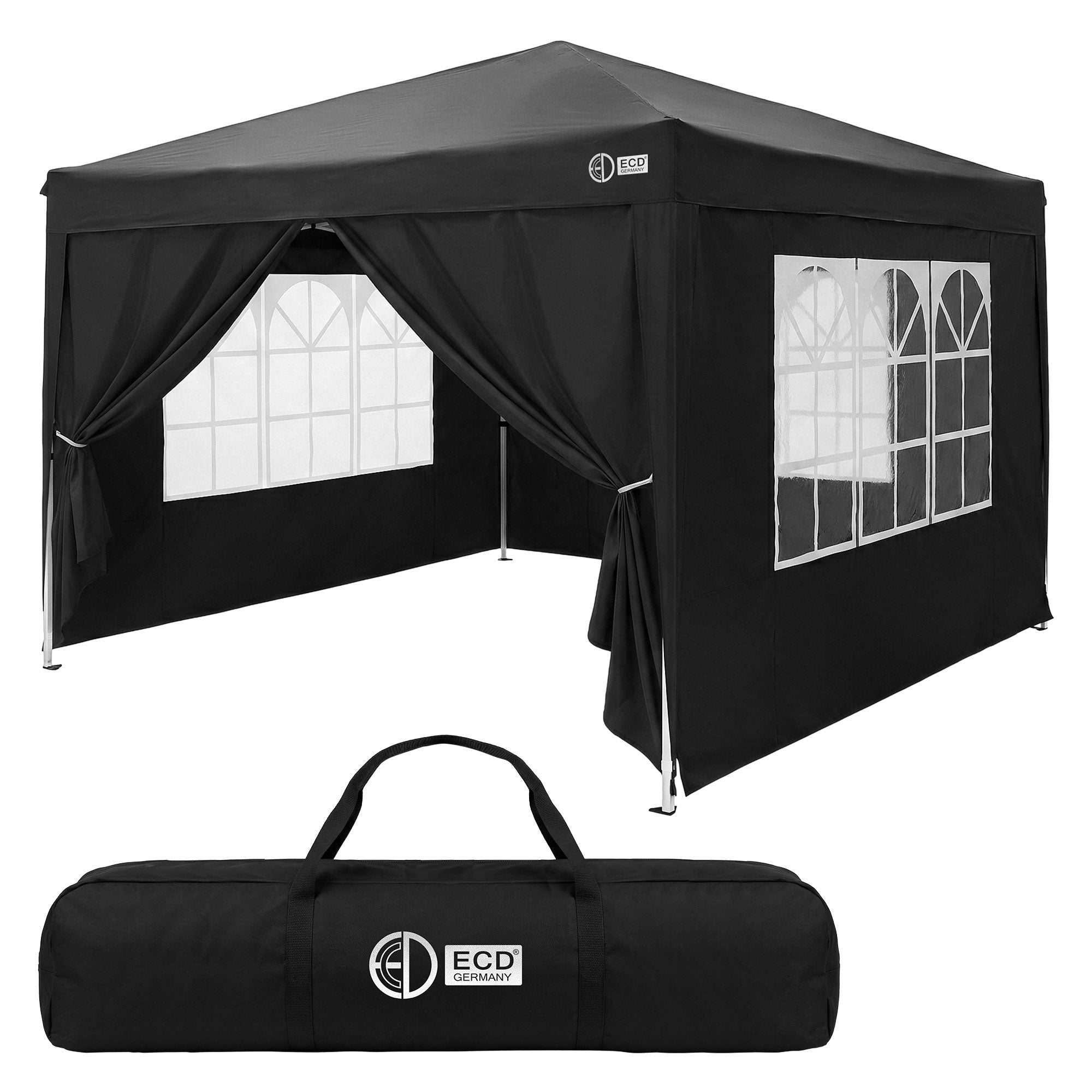 ECD Germany Garten barnum pliant 3x3 m noir avec parois