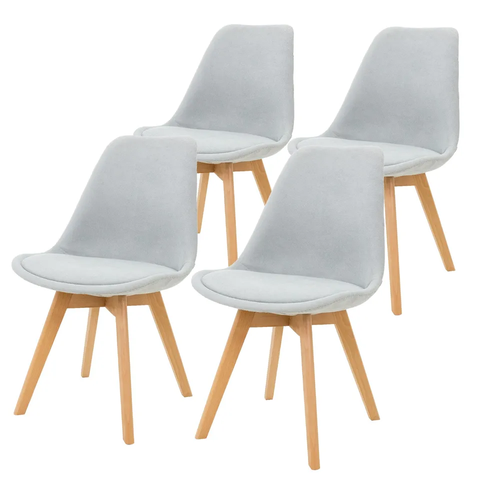 ML-Design chaise salle à manger lin gris lot 4 pieds bois