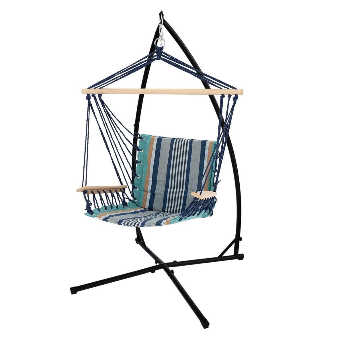 ECD Germany Fauteuil suspendu coton multicolore avec support