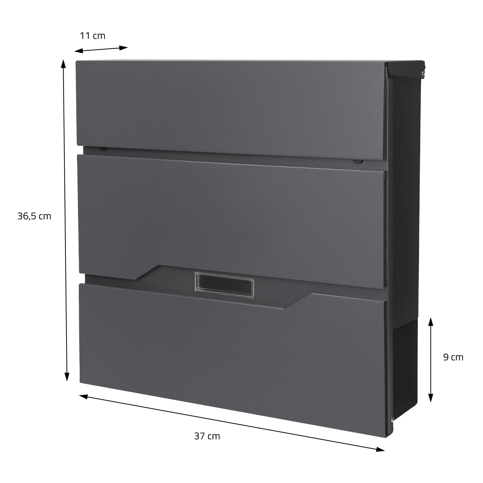 ECD Germany Boite aux lettres murale anthracite inox journal 37 cm