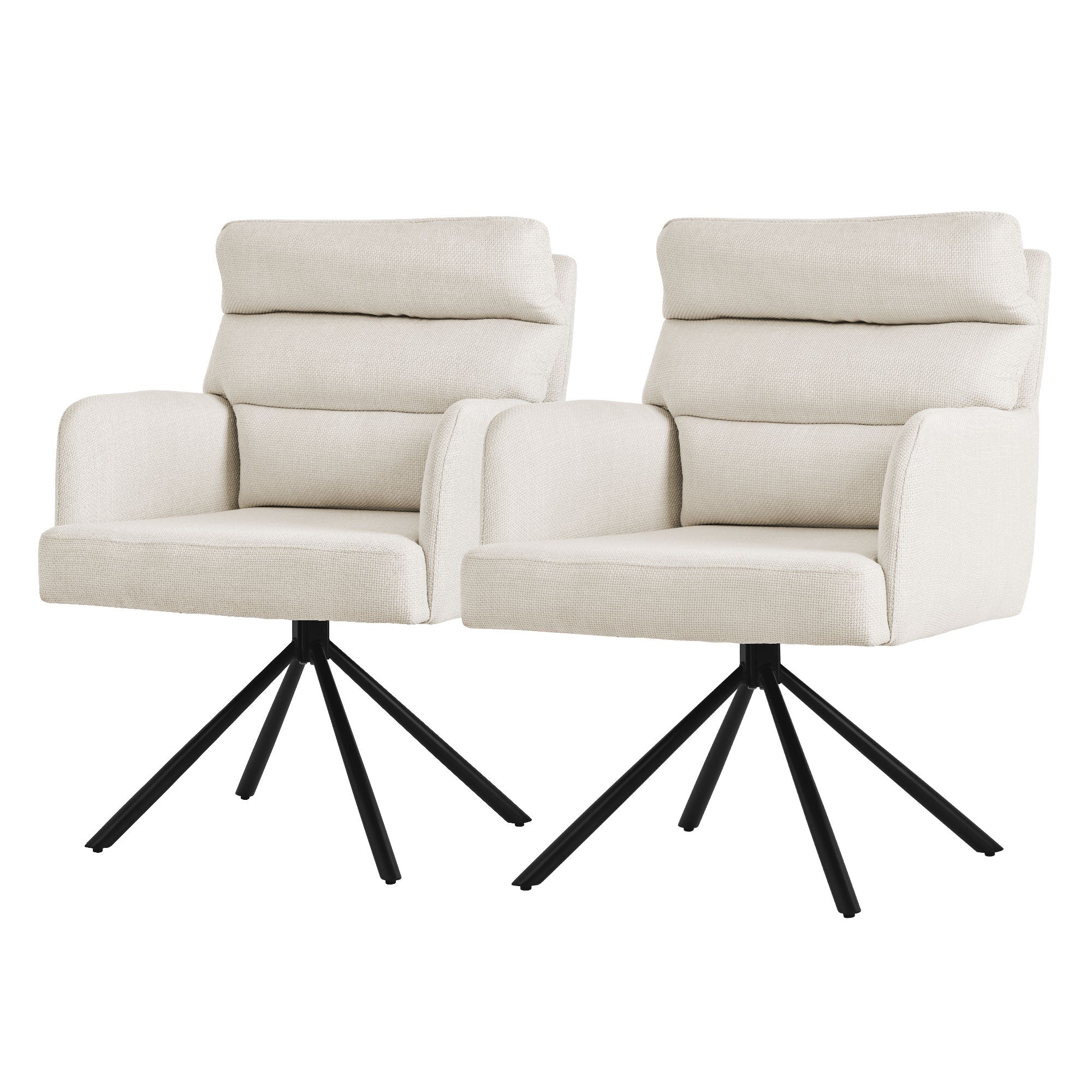 ECD Germany chaise salle à manger beige pivotante lot de 2