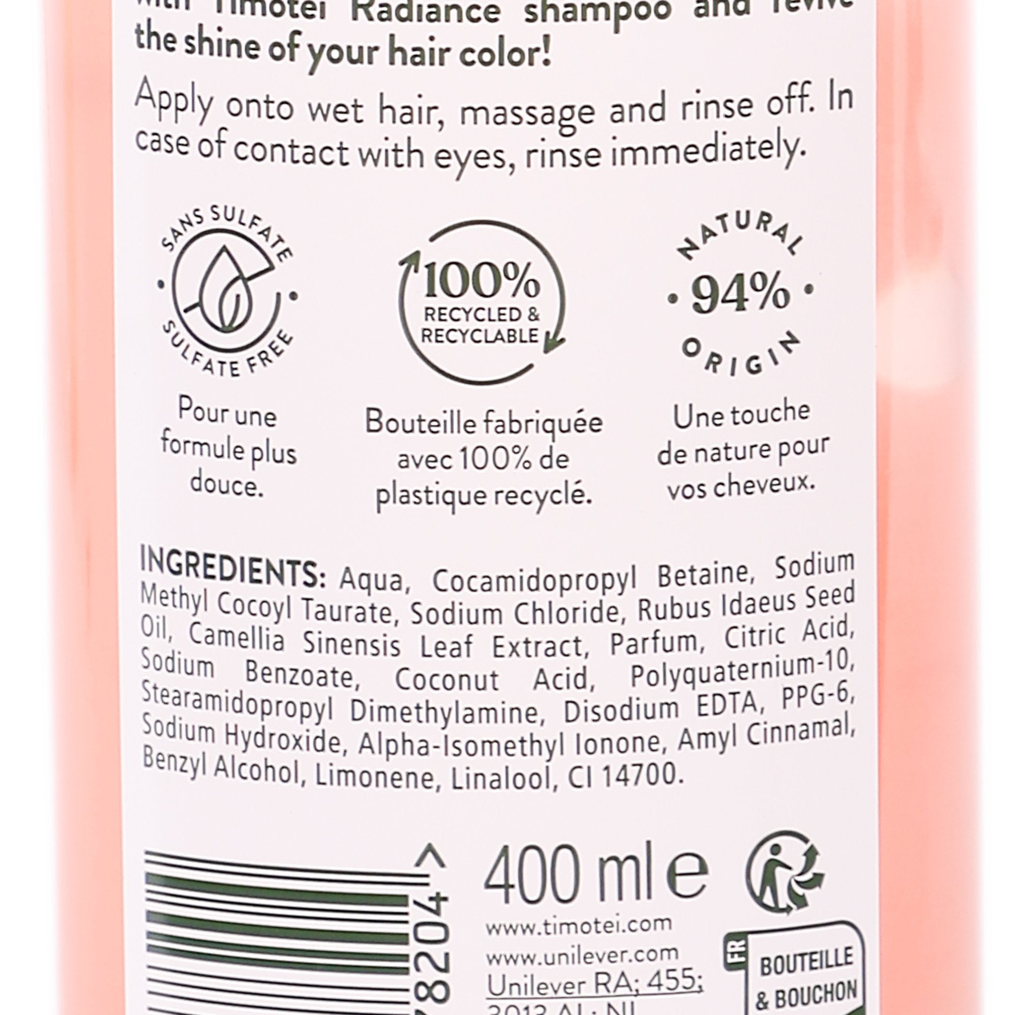 Shampoing éclat huile de framboise brillance