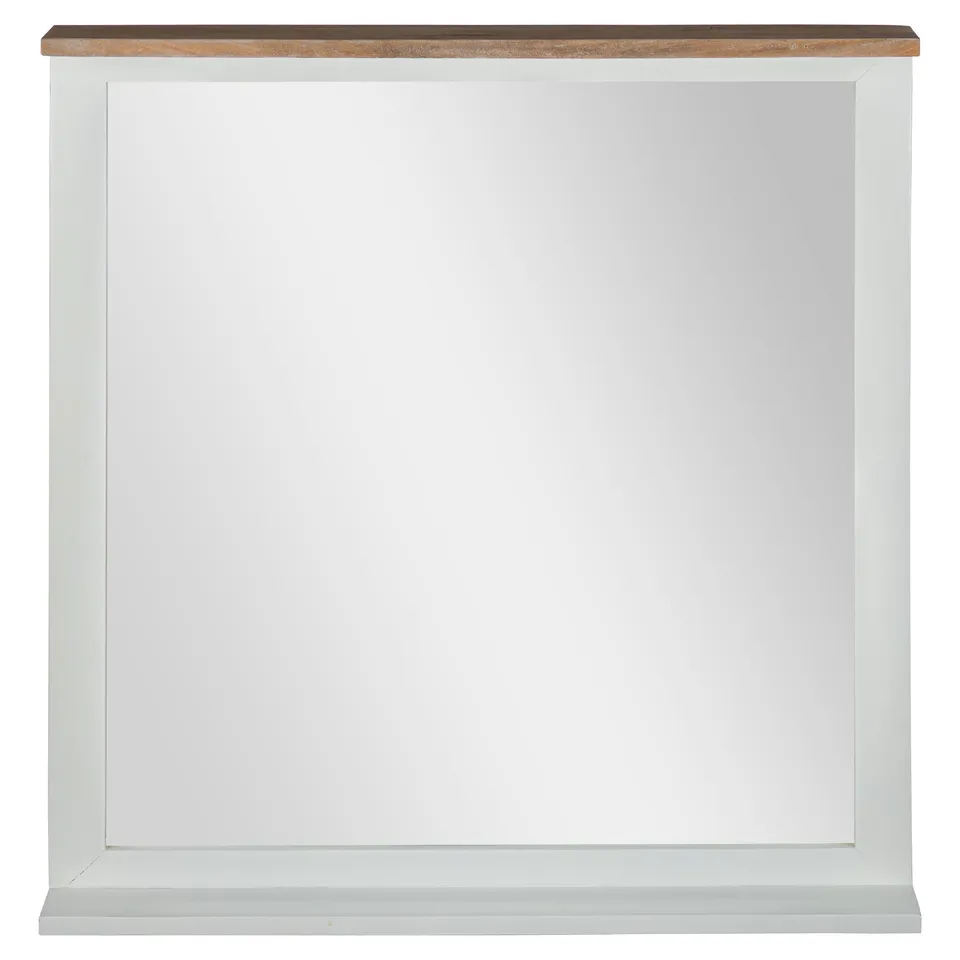 WOMO-Design Miroir mural bois manguier 80x76 blanc/naturel
