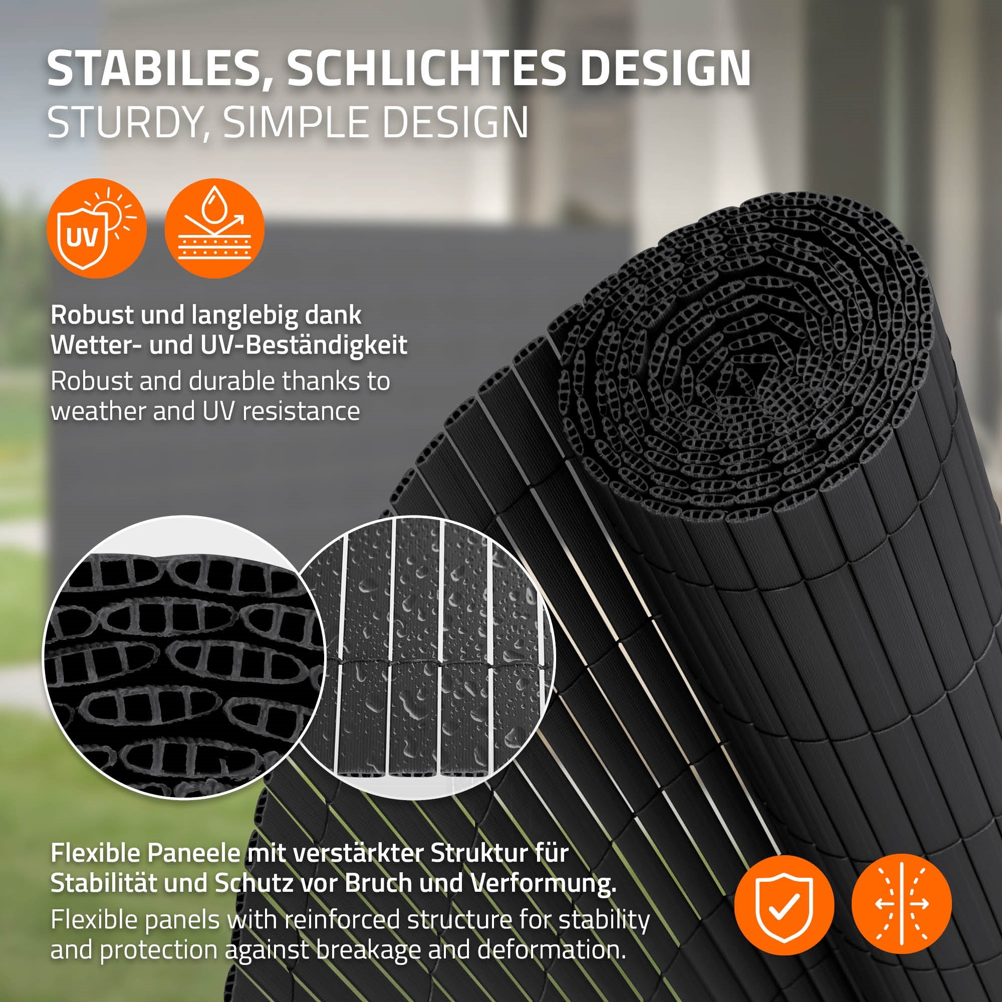 ECD Germany Garten Brise-vue PVC anthracite 120x900 cm UV