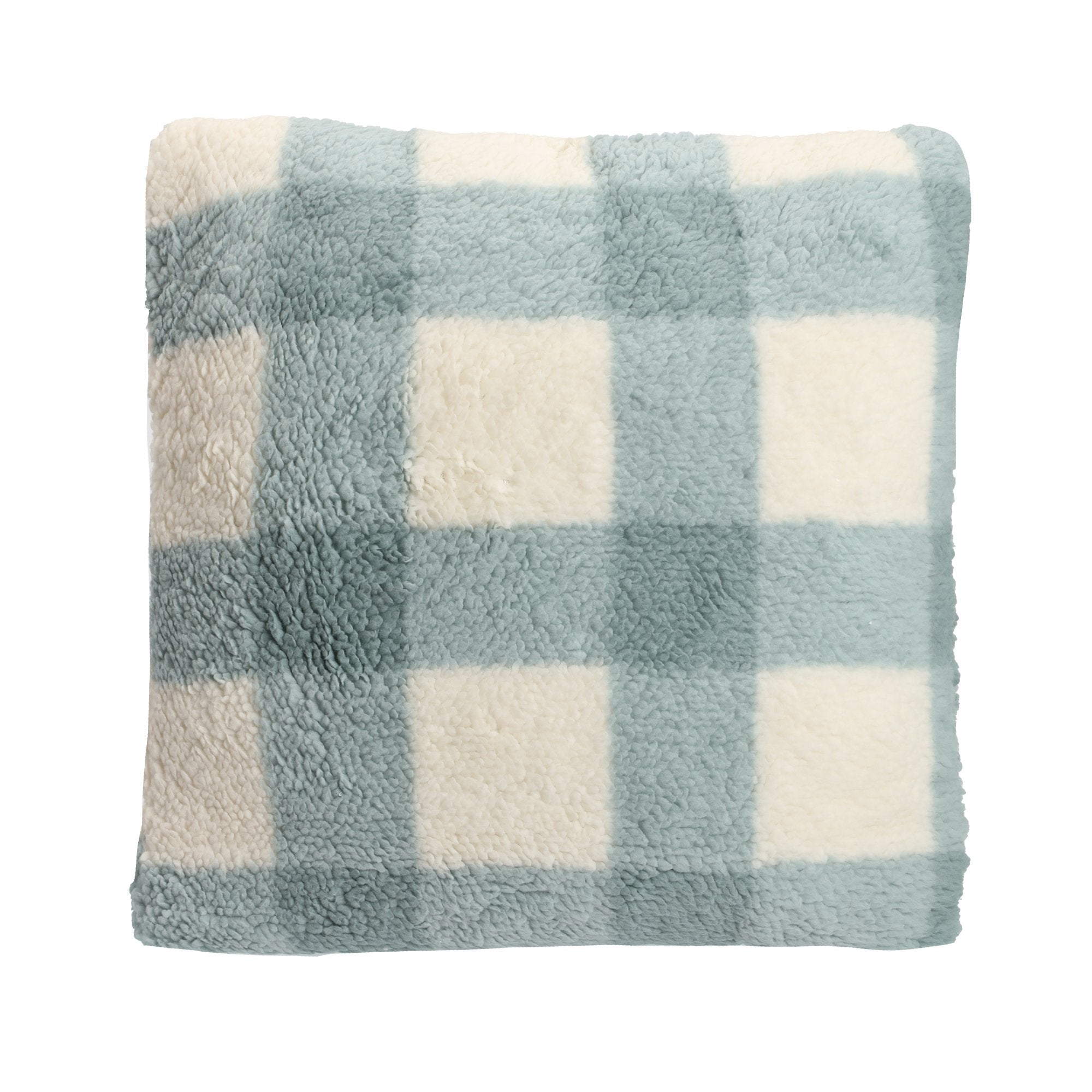 Coussin Sherpa à Carreaux 40x40cm Déco Canapé