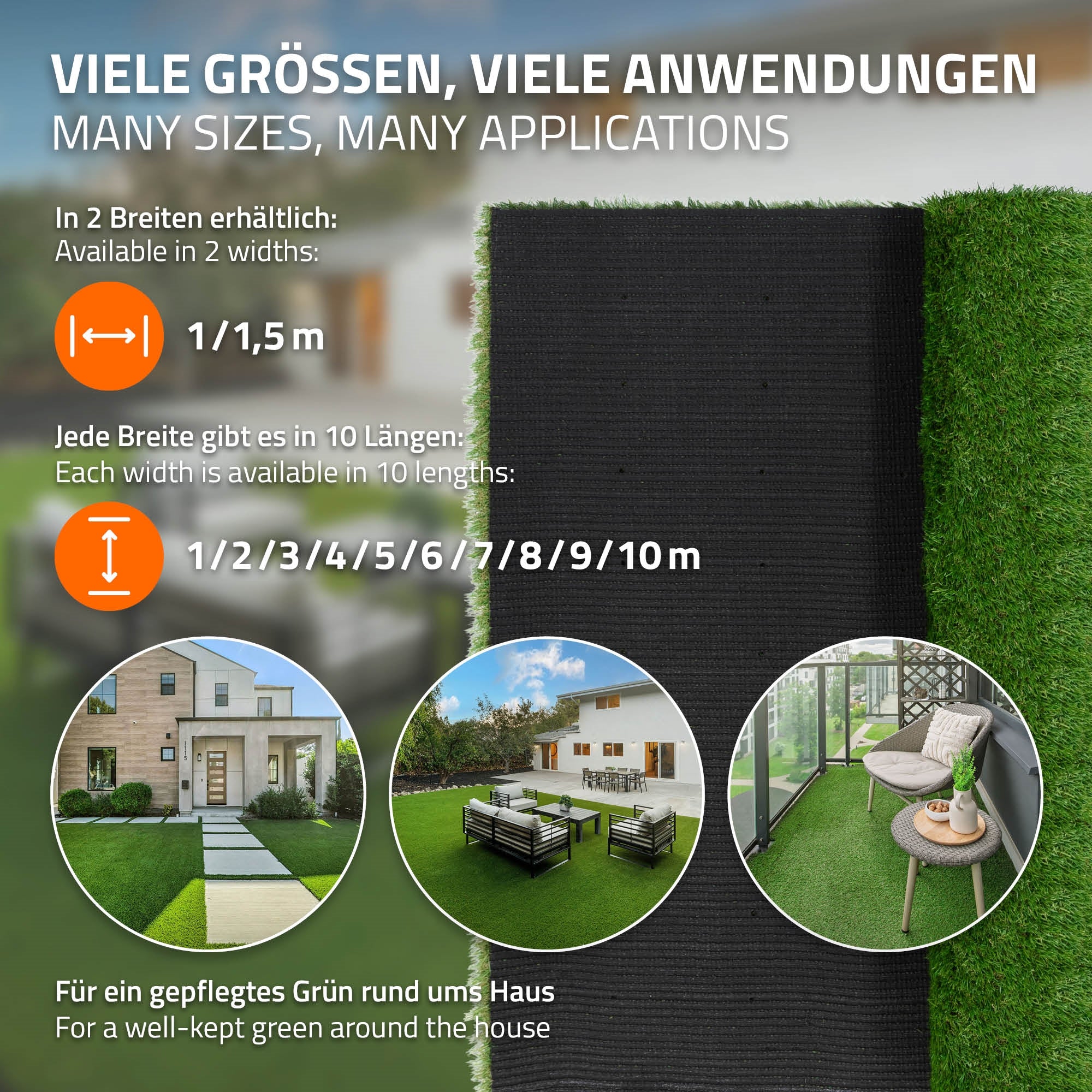 ECD Germany Garten Gazon synthétique rouleau vert 150x900 cm