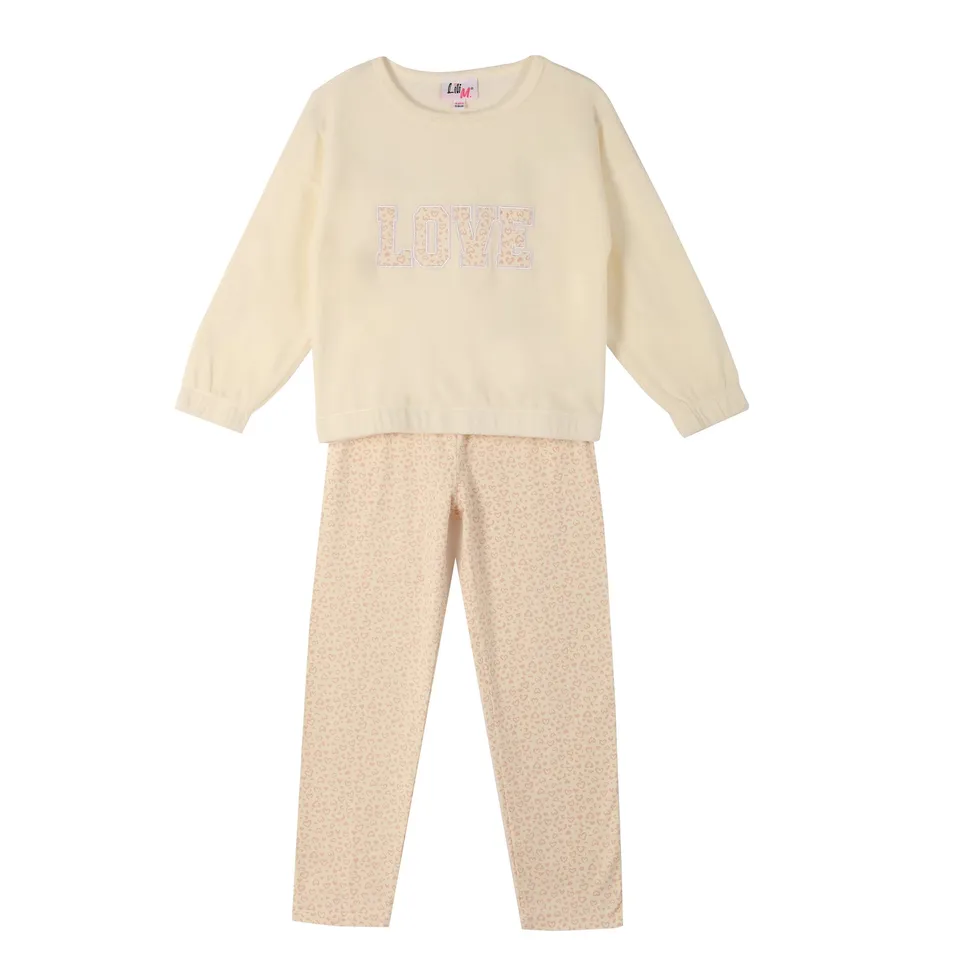 Pyjama enfant velours blanc vêtement nuit doux 04A-12A