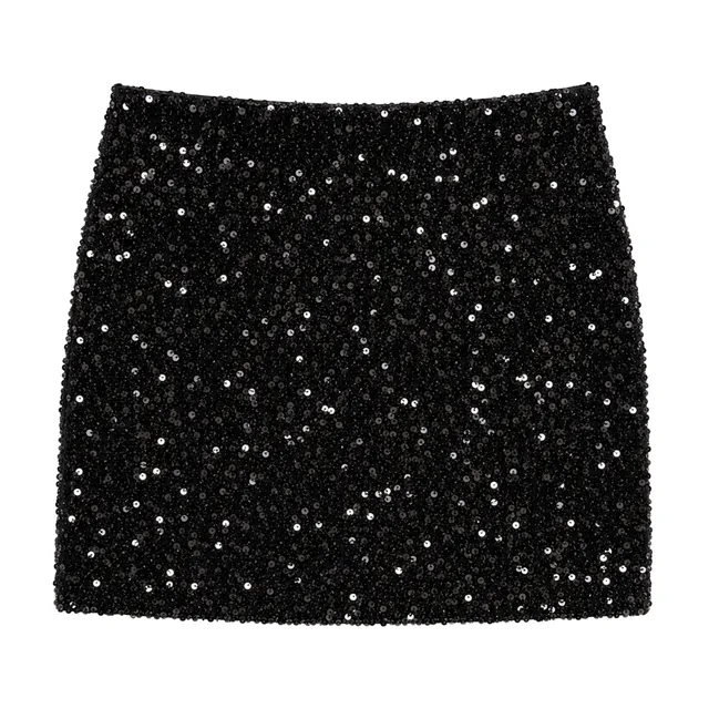 Stokomani Mode Jupe en sequin noir sequins taille 36-42