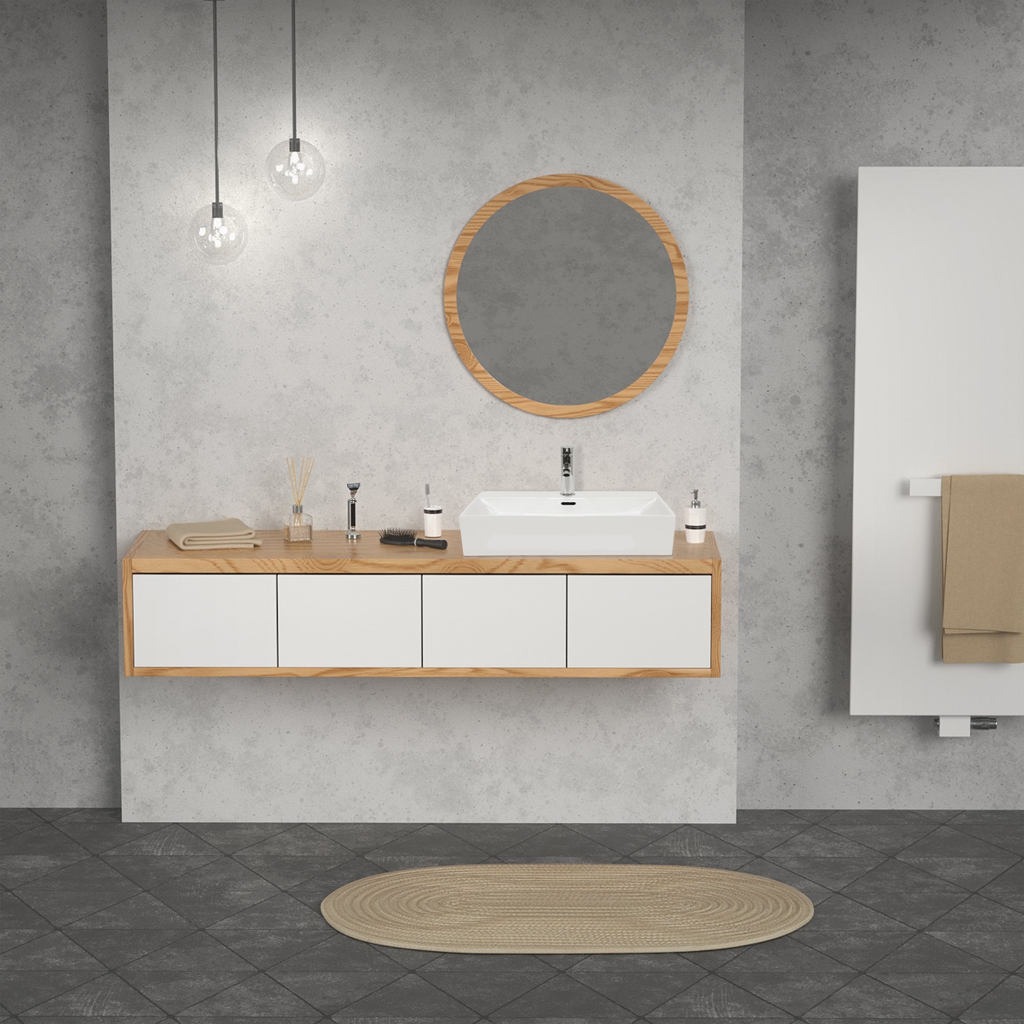 ECD Germany LuxeBath lavabo céramique blanc 605x365 rectangulaire