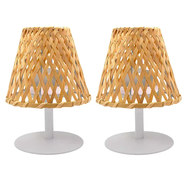 Red Deco Ibiza H26cm lot 2 lampes sans fil bambou dimmable