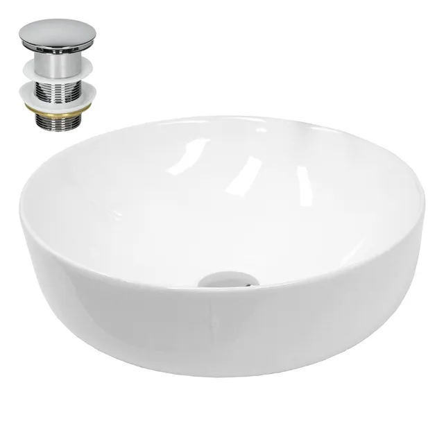 ECD Germany Sanitär Vasque ronde 40 cm blanc céramique + bonde