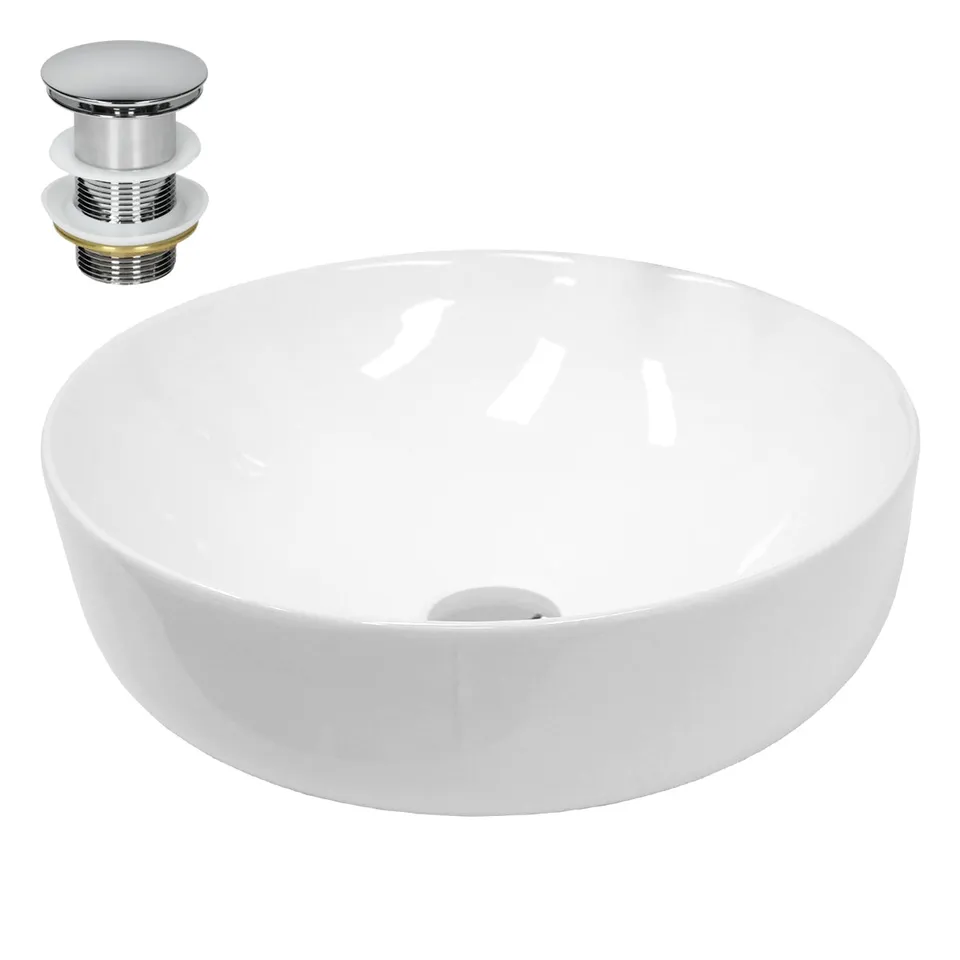 ECD Germany Sanitär Vasque ronde 40 cm blanc céramique + bonde