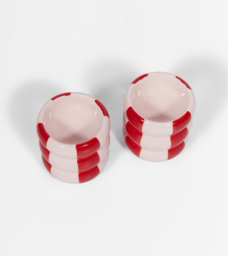 L'avant gardiste Love set 2 coquetiers rose rouge œuf