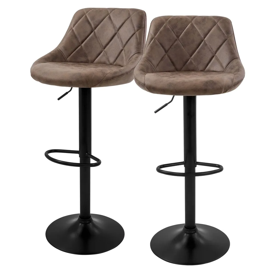 ECD ML-Design lot 2 tabourets de bar marron similicuir réglables