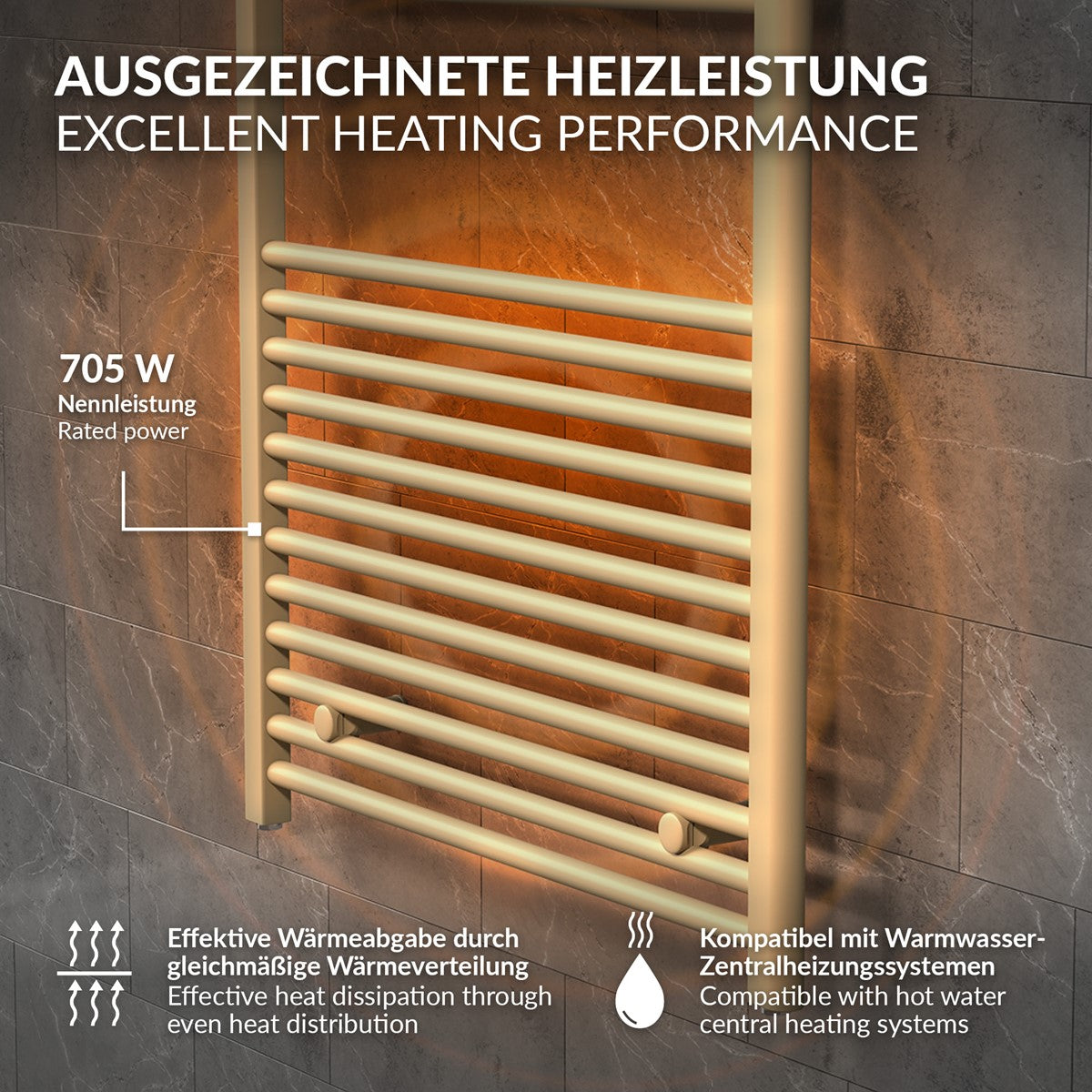 ECD Germany Sahara radiateur sèche-serviettes beige 600x1500 600W