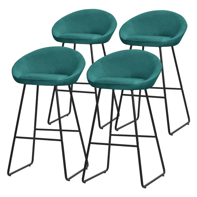 ECD Germany Möbel tabouret de bar pétrole 56x94x50 lot de 4 dossier