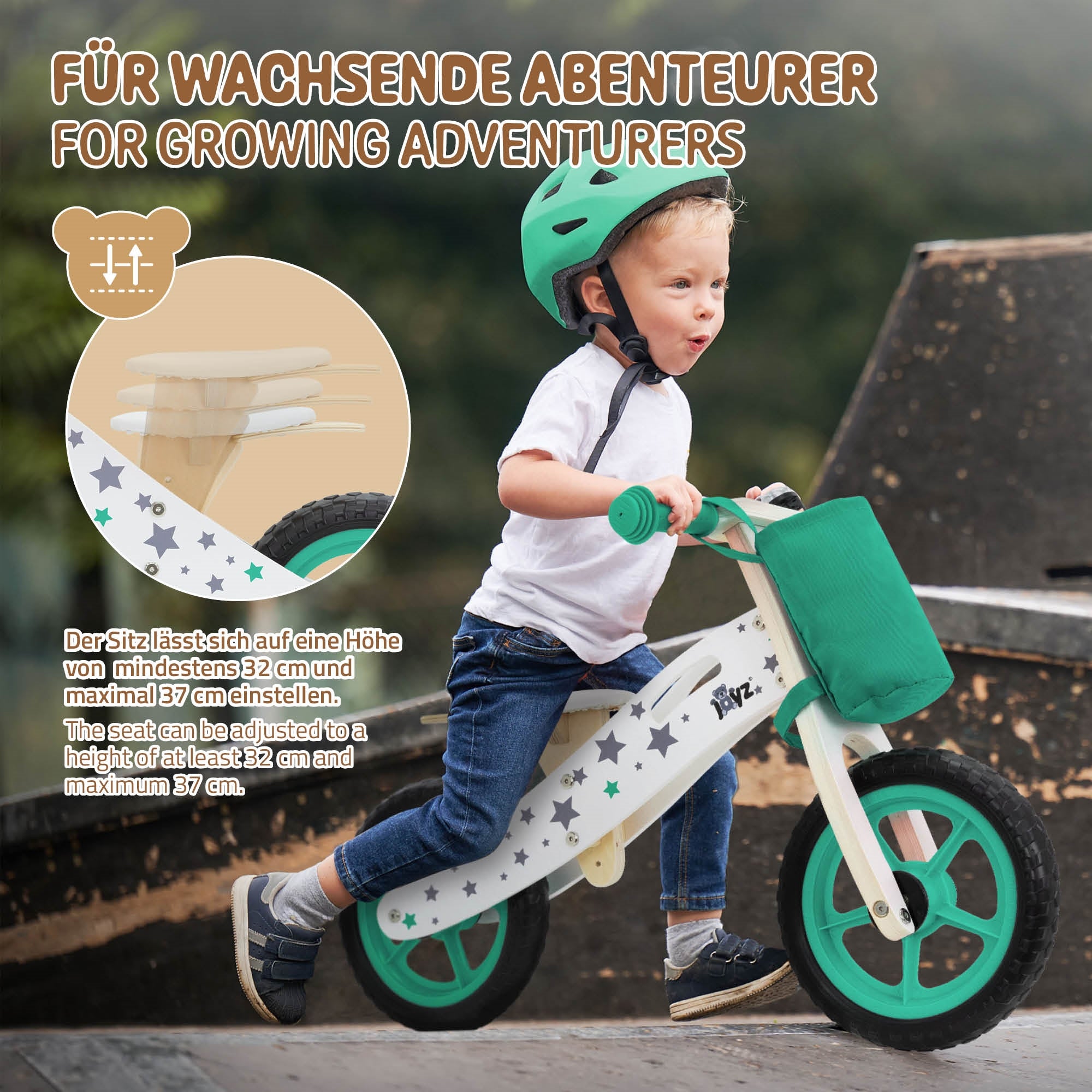 ECD Germany Kinder Joyz draisienne bois bleue siège réglable dès 2 ans