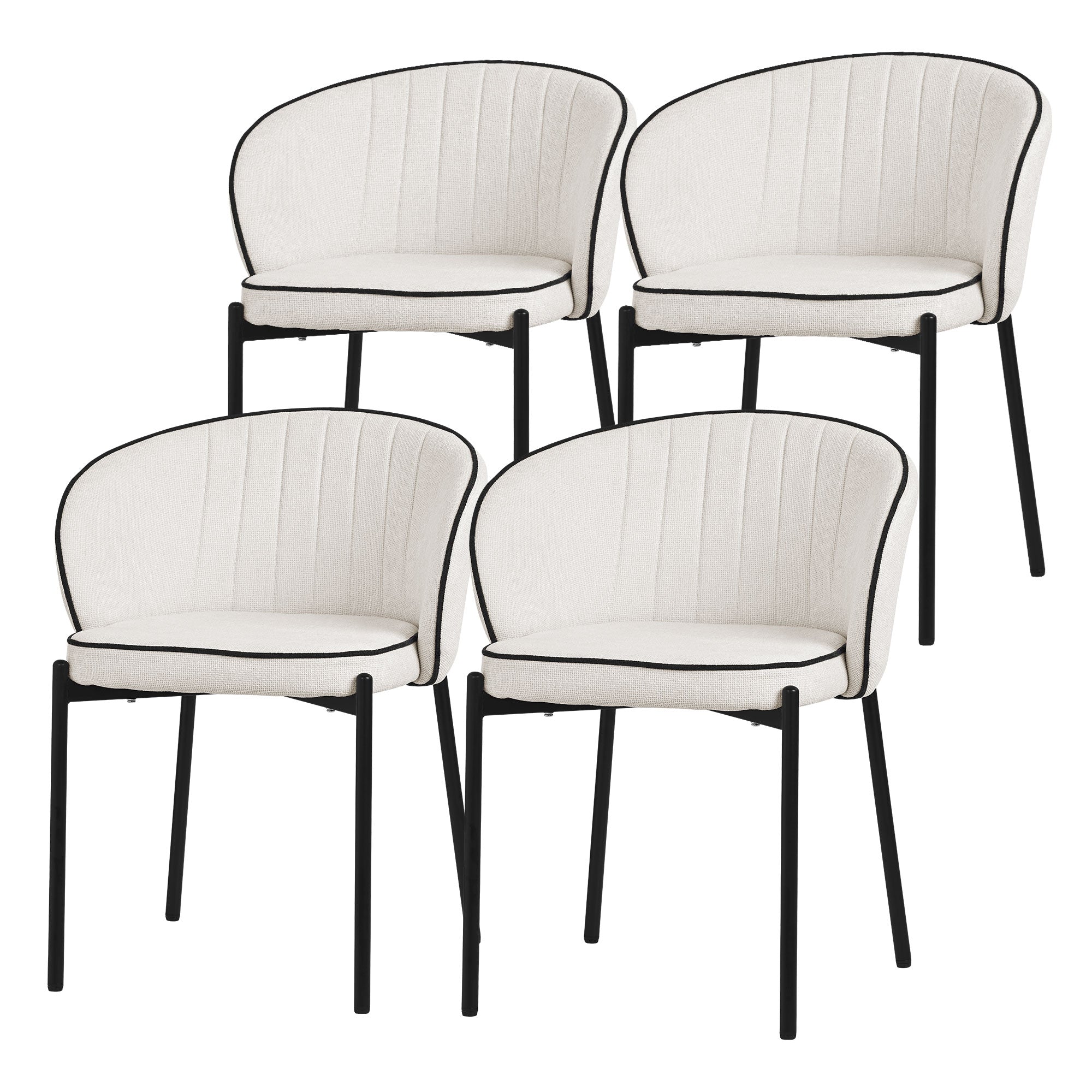 ECD Germany ML-Design lot 2 chaises tissu anthracite 60 cm
