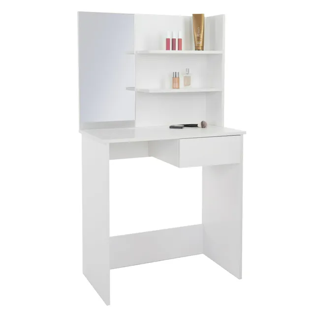 ECD Germany Möbel coiffeuse blanche avec miroir 75 cm