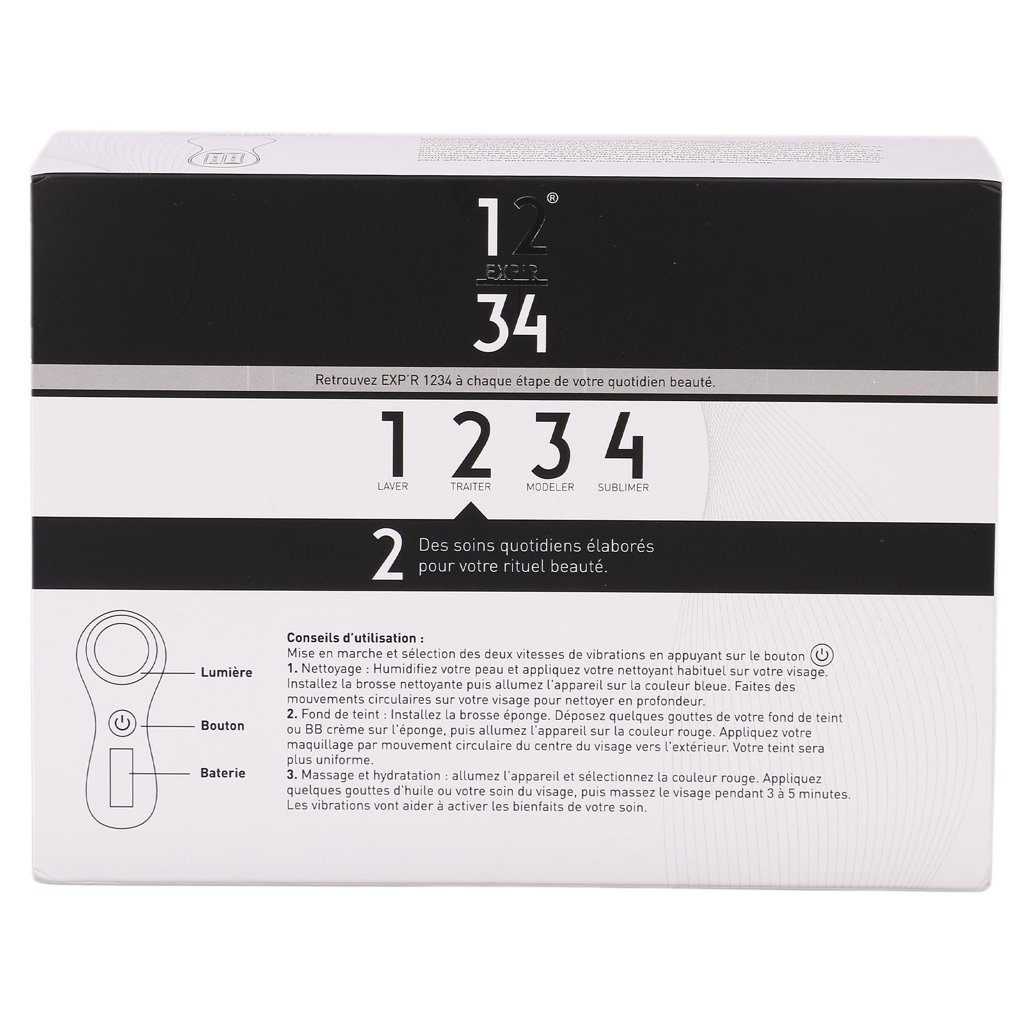 Brosse visage 3-en-1 nettoyante exfoliante grain de peau