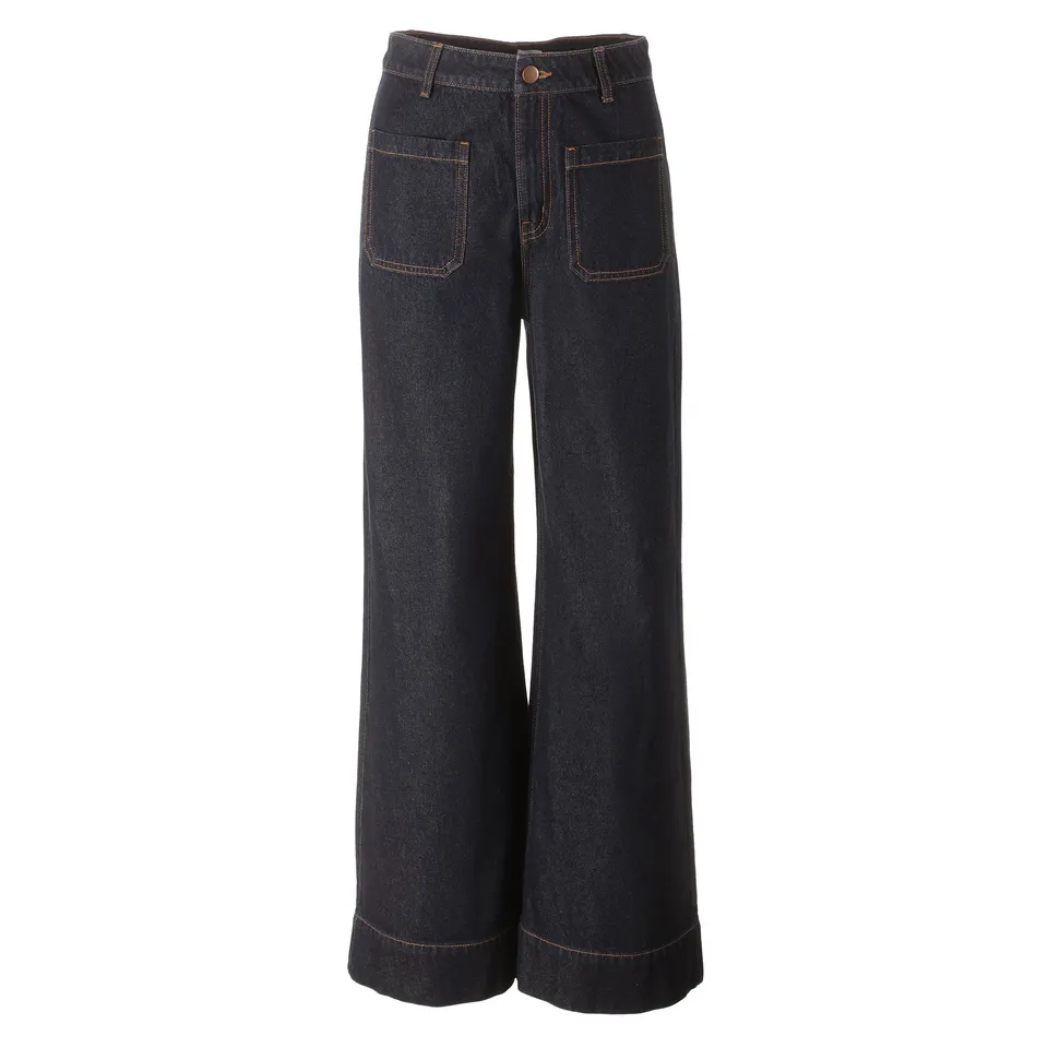 Stokomani Mode jean large bleu foncé femme coton