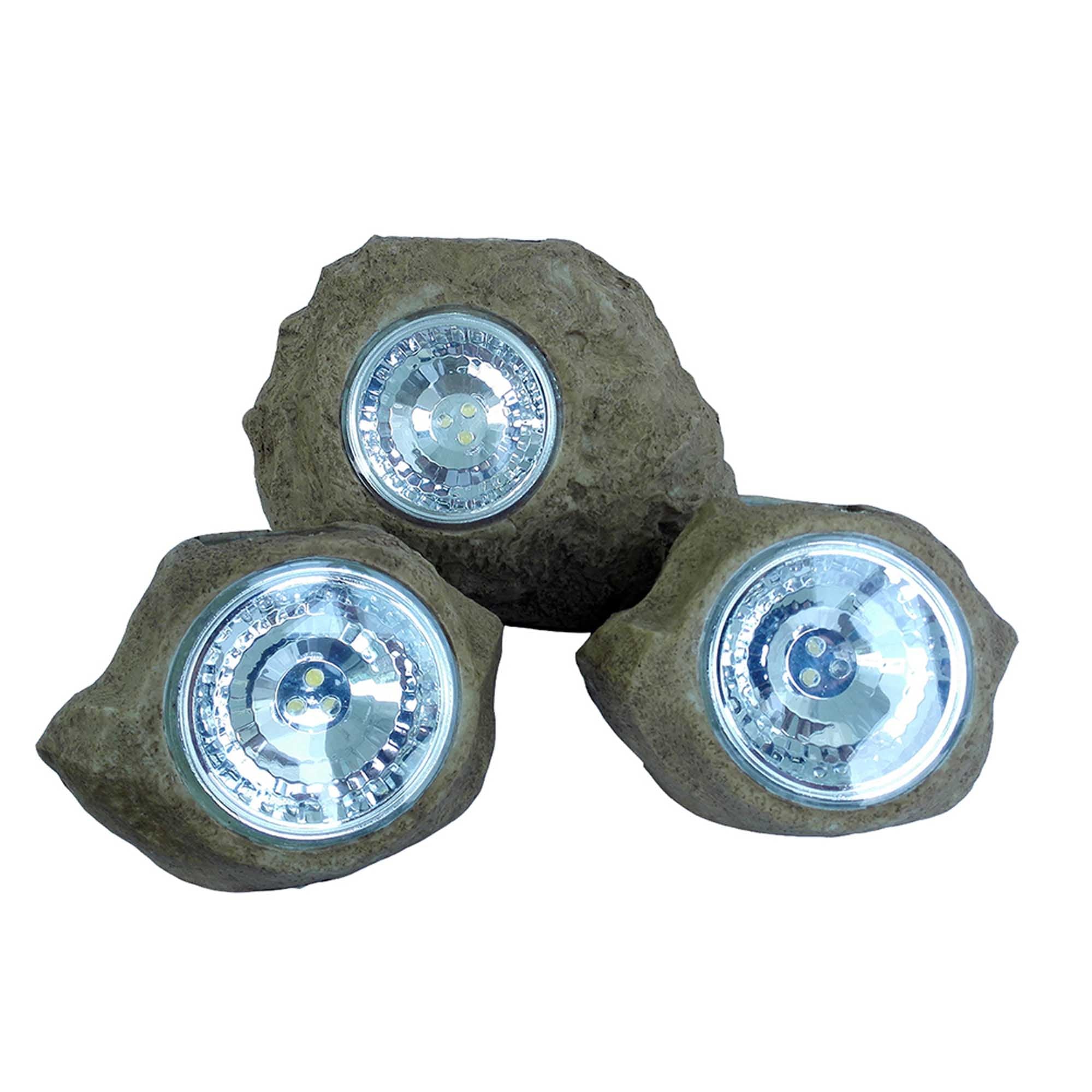 Red Deco Rocky Brown lot 3 rochers solaires LED blanc