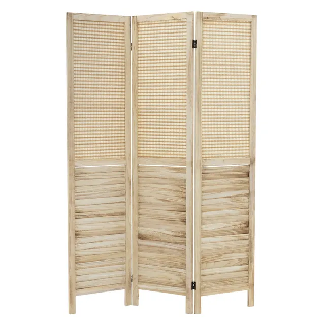 ECD Germany Möbel paravent bois 3 panneaux beige Osaka 170x121