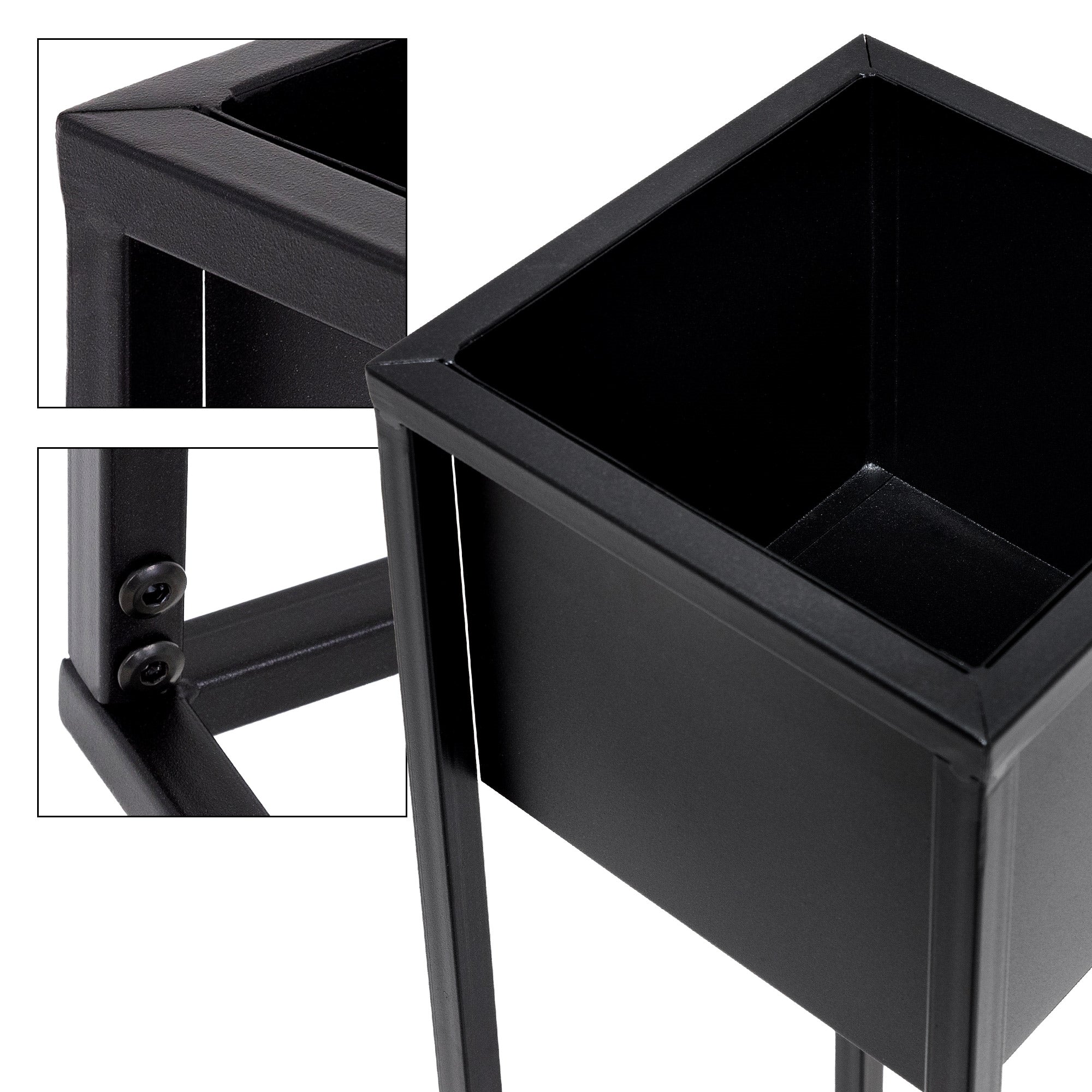 ML-Design porte-plante métal noir lot de 2 extérieur