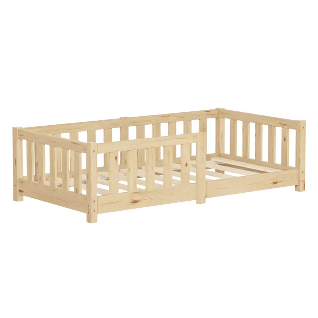 ECD Germany Lit Enfant 70x140 Pin Naturel Barrière Sommier