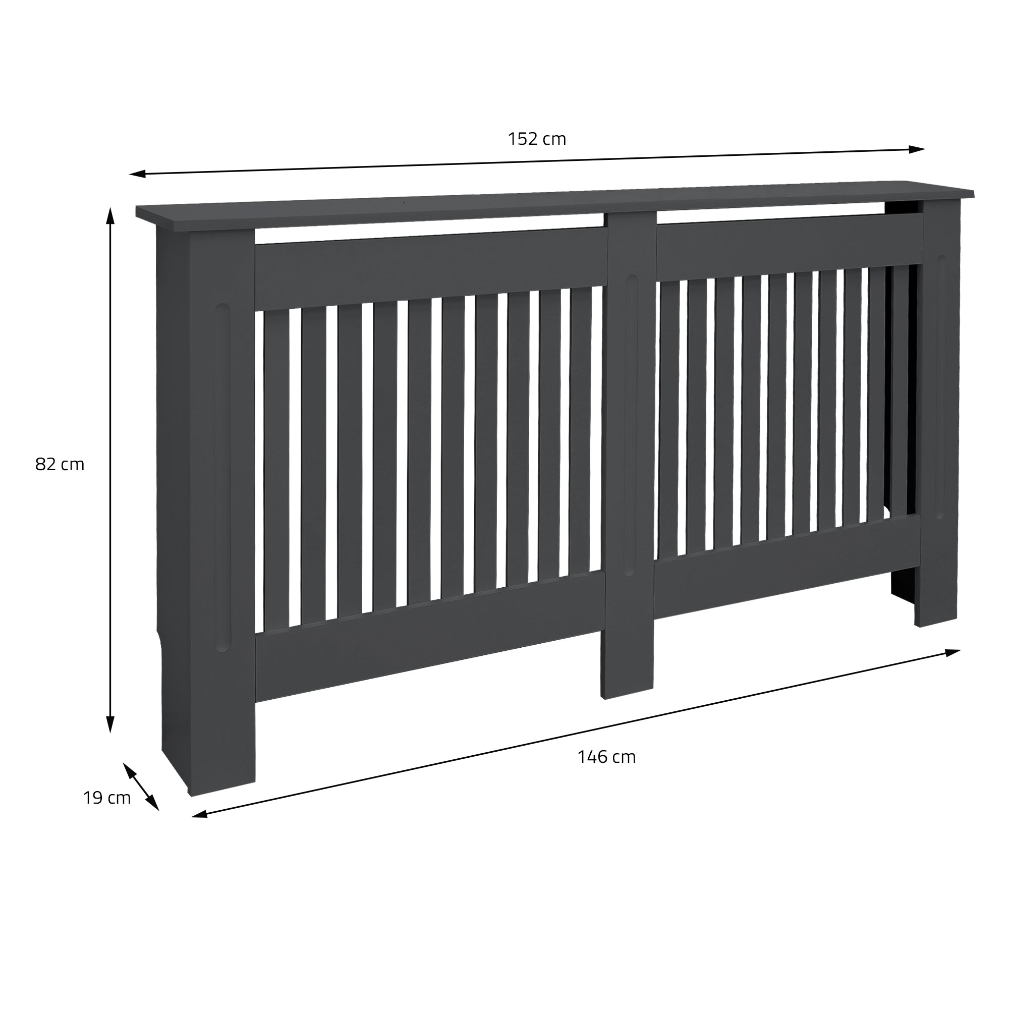 ML-Design cache radiateur anthracite MDF 152 cm landhaus