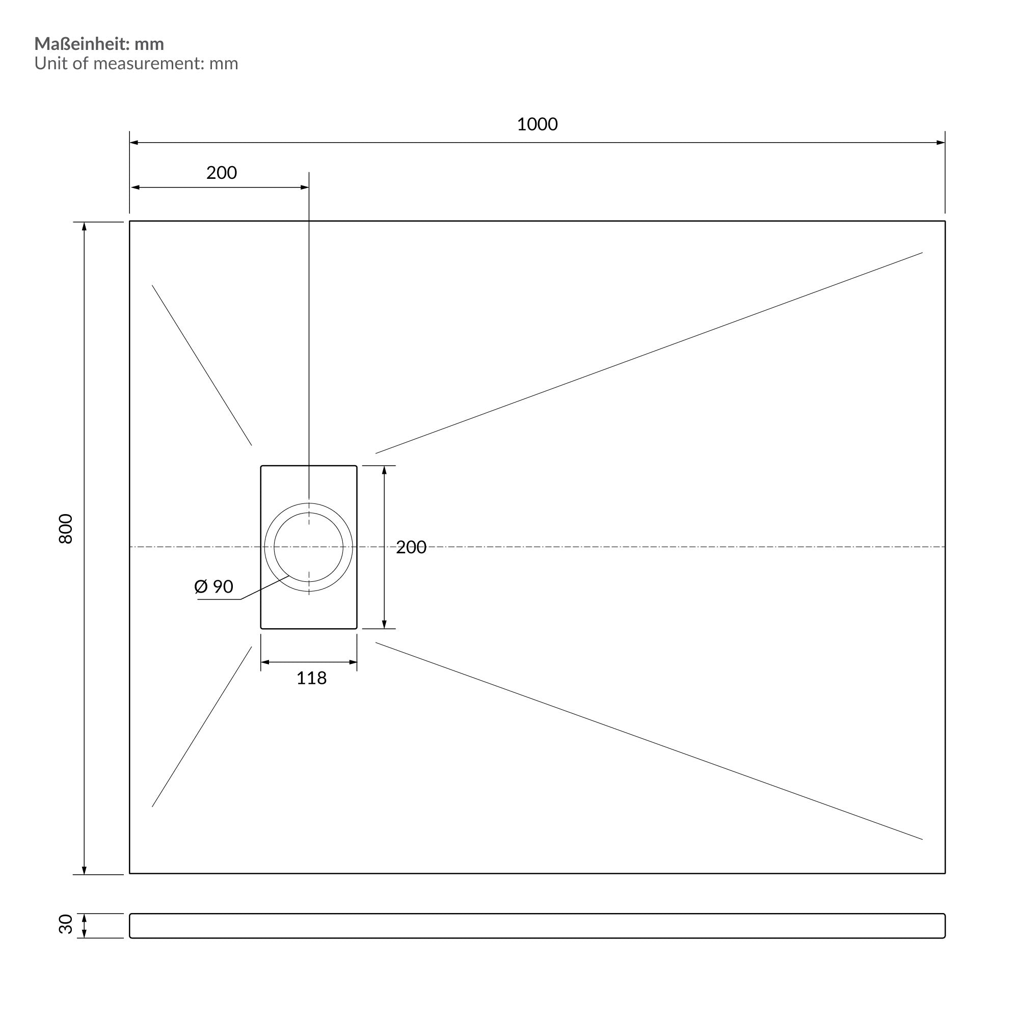 LuxeBath receveur douche 100x80 noir extra-plat antidérapant