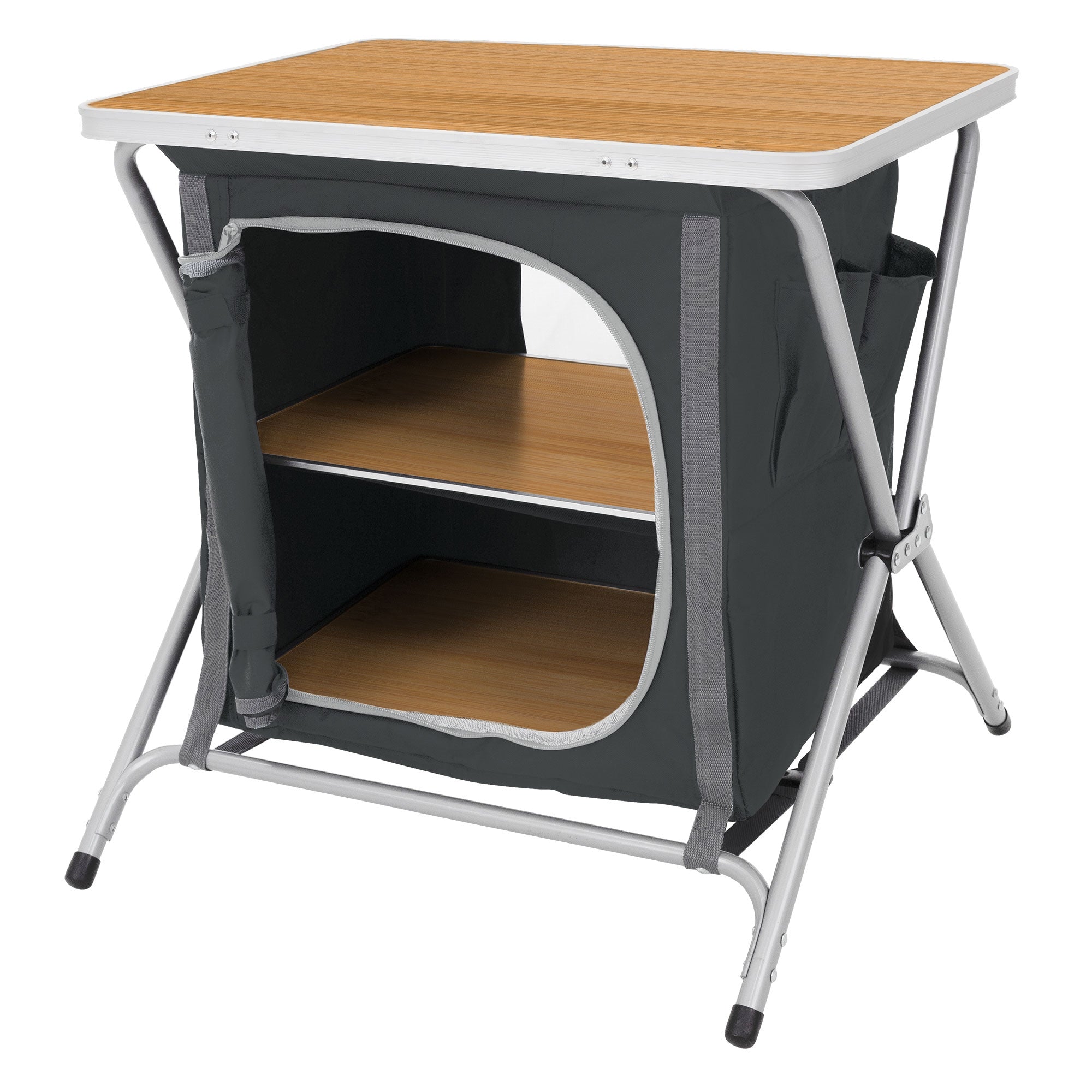 ECD Germany Sport Armoire camping pliante Gris/Bois 60x64x45 cm