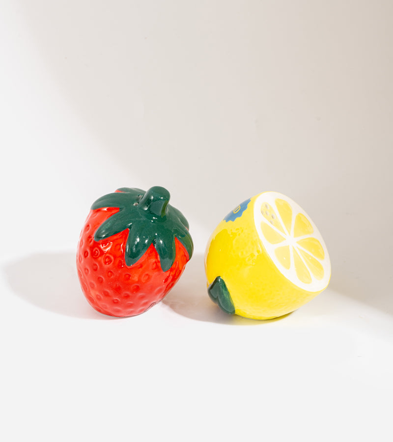 L'avant gardiste citron fraise salière et poivrière céramique