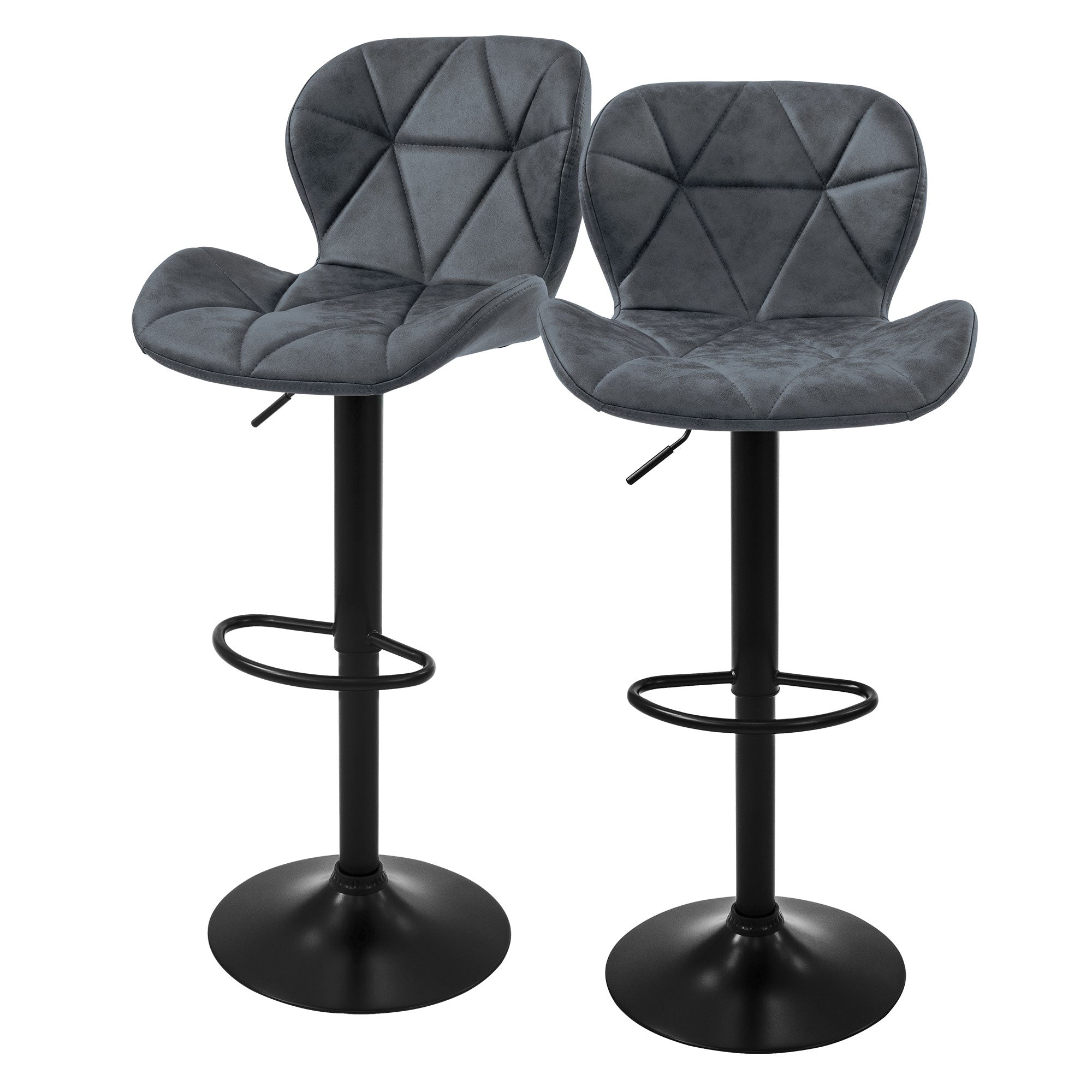 ECD Germany Möbel Tabouret Bar Velours Noir Réglable Lot 2 Dossier