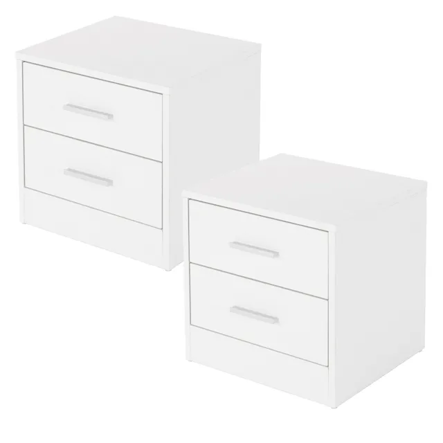 ML-Design table de chevet blanche 38x37x34 cm 2 tiroirs lot 2