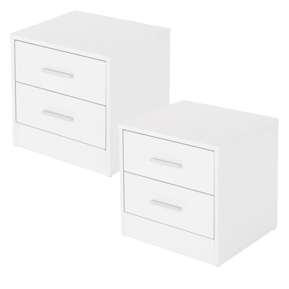 ML-Design table de chevet blanche 38x37x34 cm 2 tiroirs lot 2
