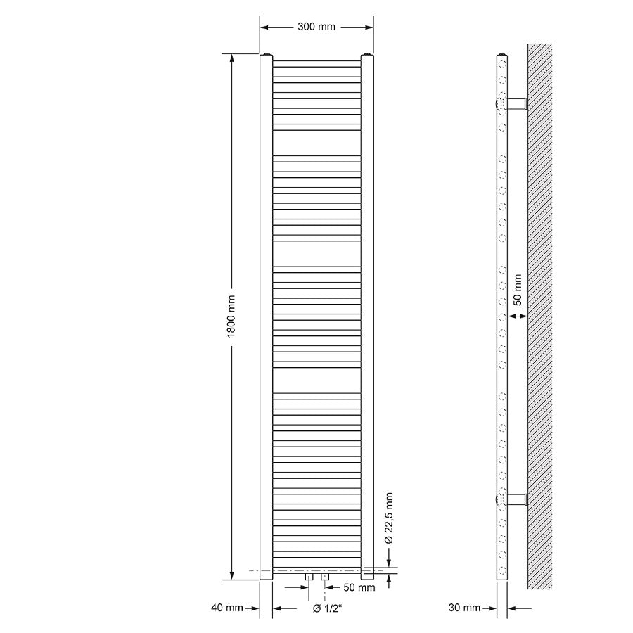 ECD Germany Heizungen radiateur bain blanc 300x1800 central