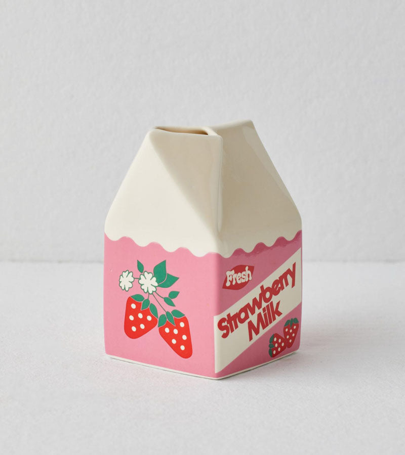 L'avant gardiste brique de lait fraise vase céramique rose