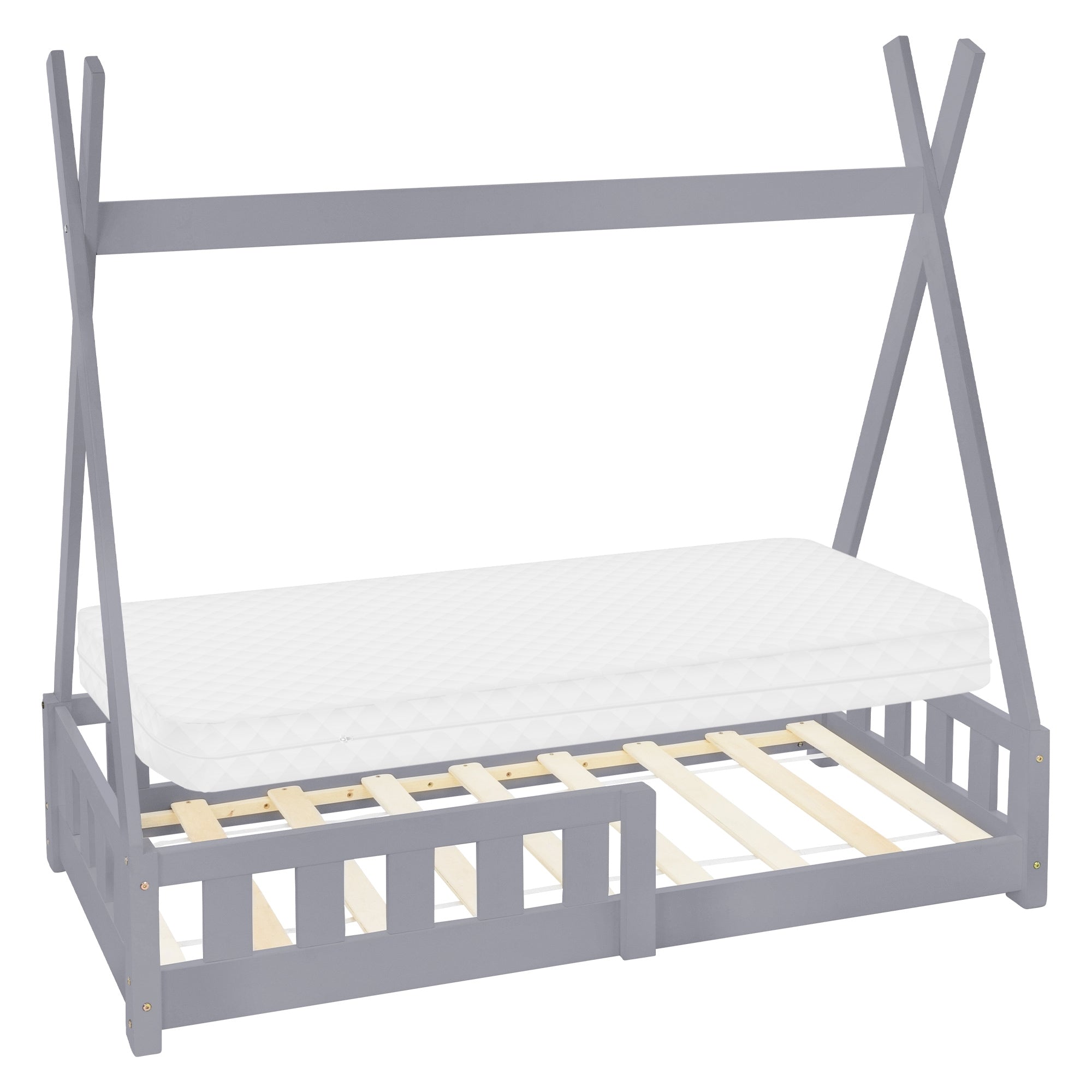 ECD Germany ML-Design lit cabane tipi blanc 90x200 sommier