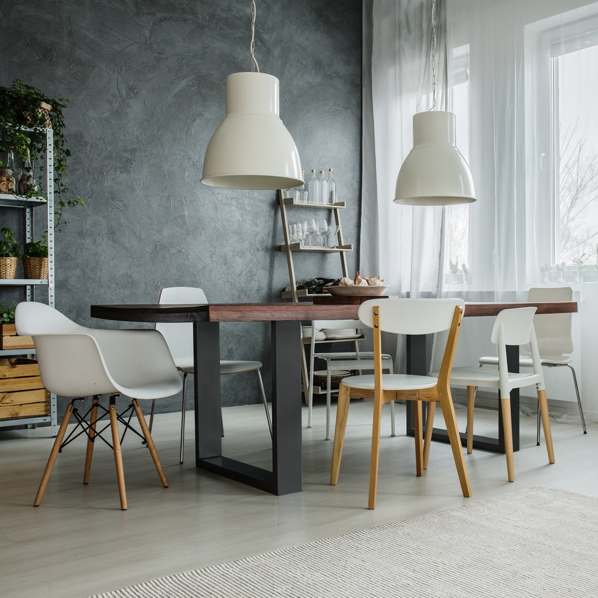 ECD Germany Möbel pieds de table en U anthracite acier 90x72 cm