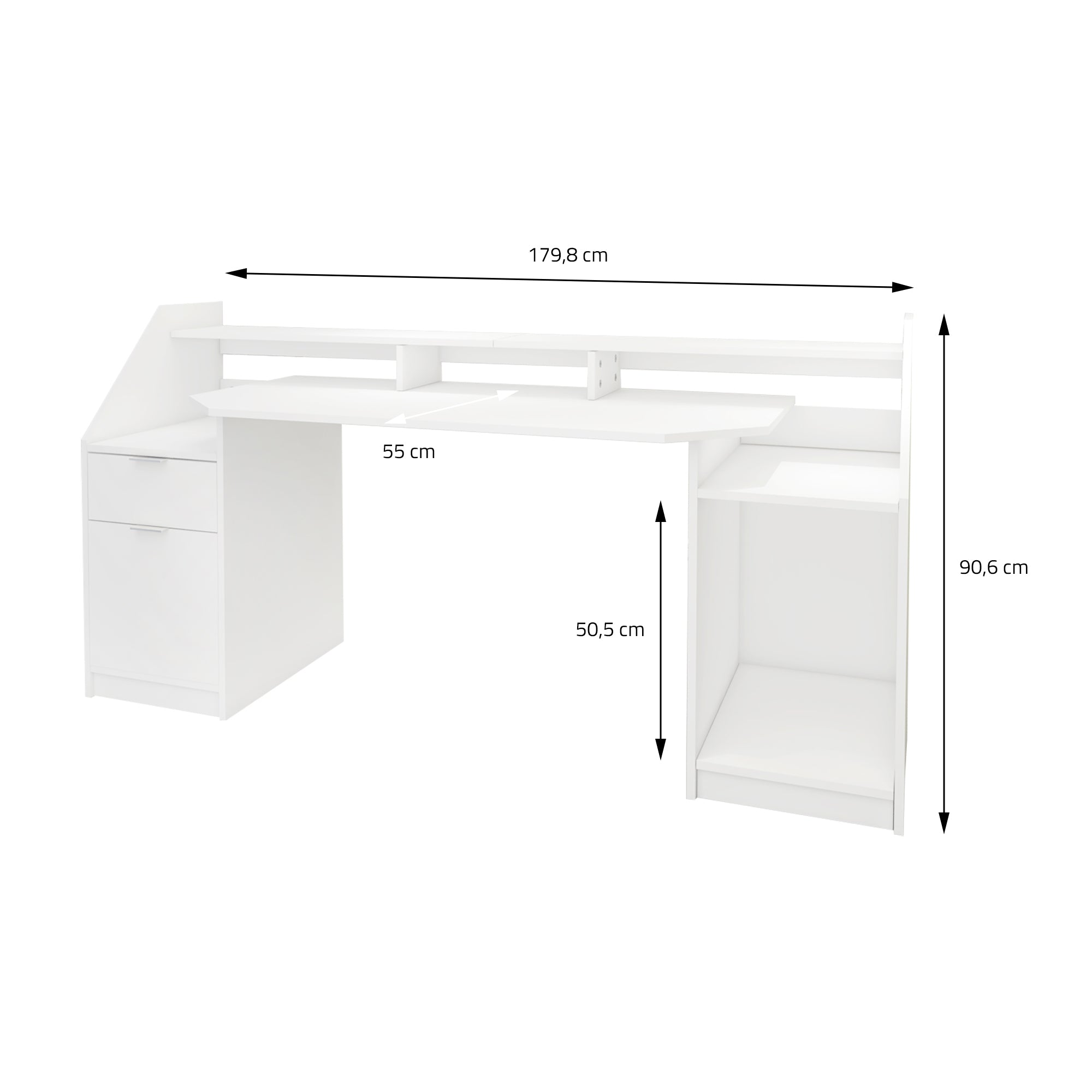 ECD Germany ML-Design bureau 180x90 blanc tiroir MDF