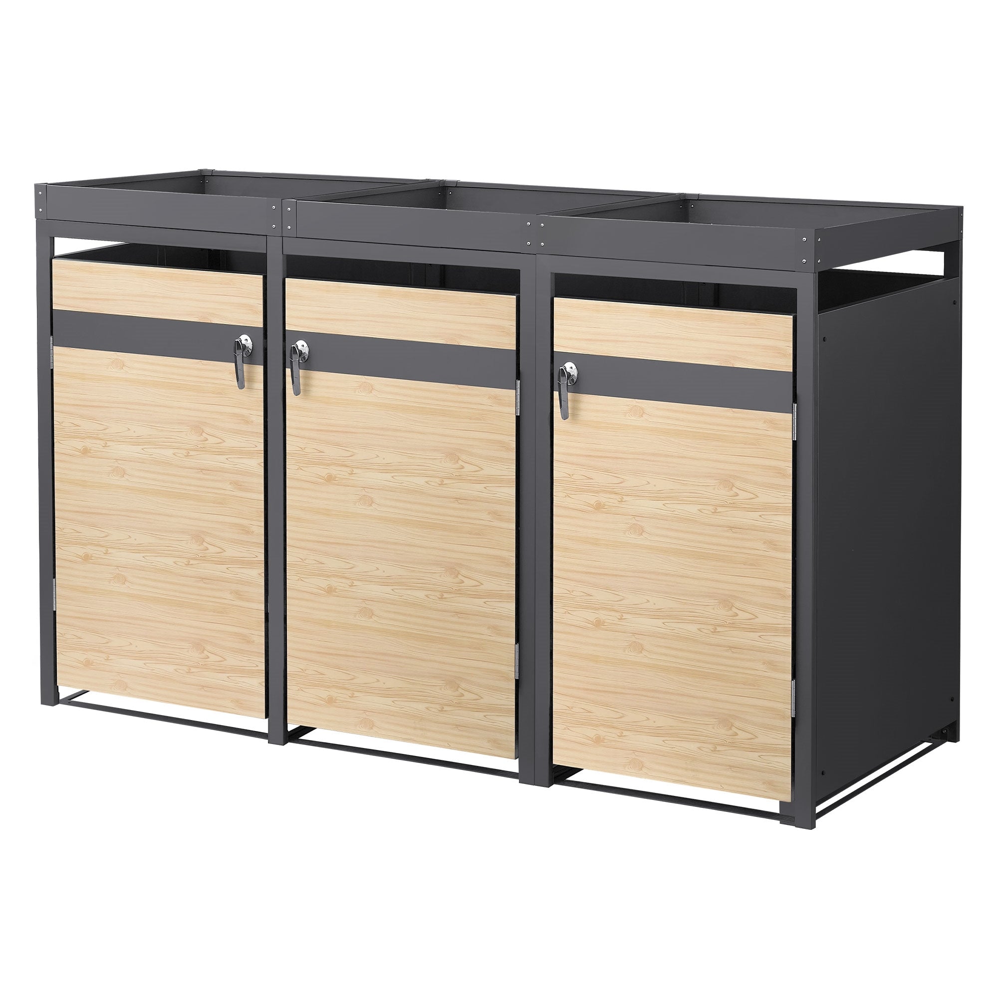 ECD Germany Garten cache poubelle triple 200x80 jardinière